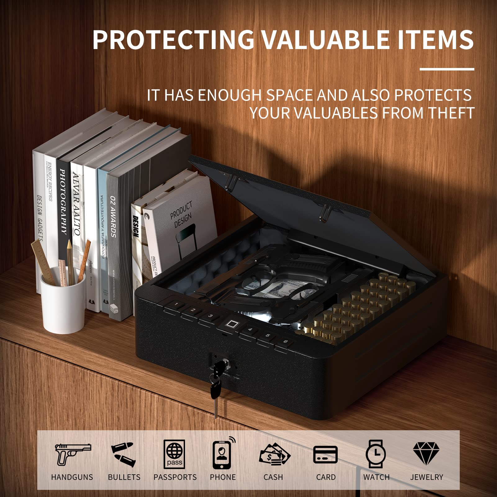 XDeer S005 Biometric Gun Safes for Pistols, QuickAccess Pistol Safe