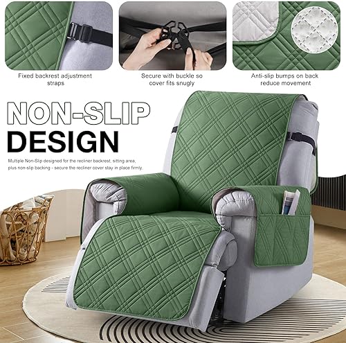 Miniatura 75 de TAOCOCO Funda impermeable para silla reclinable, antideslizante, de gran tamaño, para silla reclinable con bolsillo, funda para silla reclinable