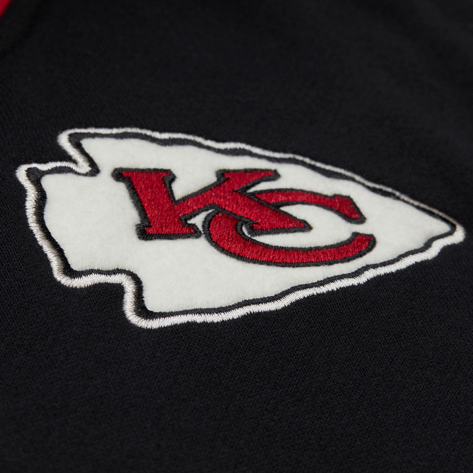 Mitchell & Ness Courtside Fleece NFL Vintage College Jacke mit Kapuze, farblich abgesetzte Ärmel, Druckknopf Verschluss, Herren, Frauen, Kinder, Unisex, Frühling, Sommer, Herbst, Winter