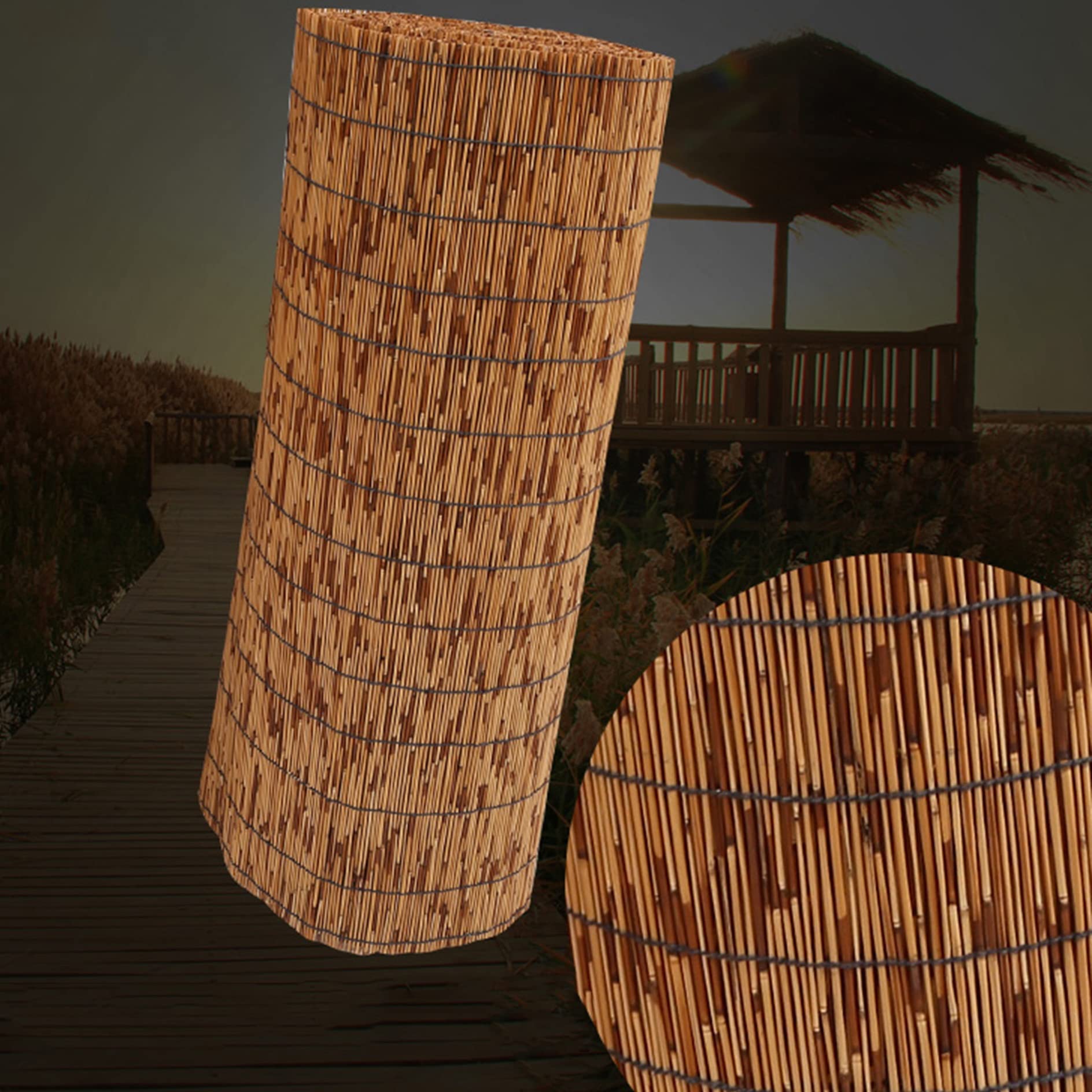 Cañizo Natural Bambú,Pantalla De JardíN,Rollo De Valla De Caña,Estera De Mimbre Privacidad Natural,Mimbre Ocultacion,Pantalla De Privacidad,Valla De Bambú,para Balcón Terraza Jardín Exterior ( Color :