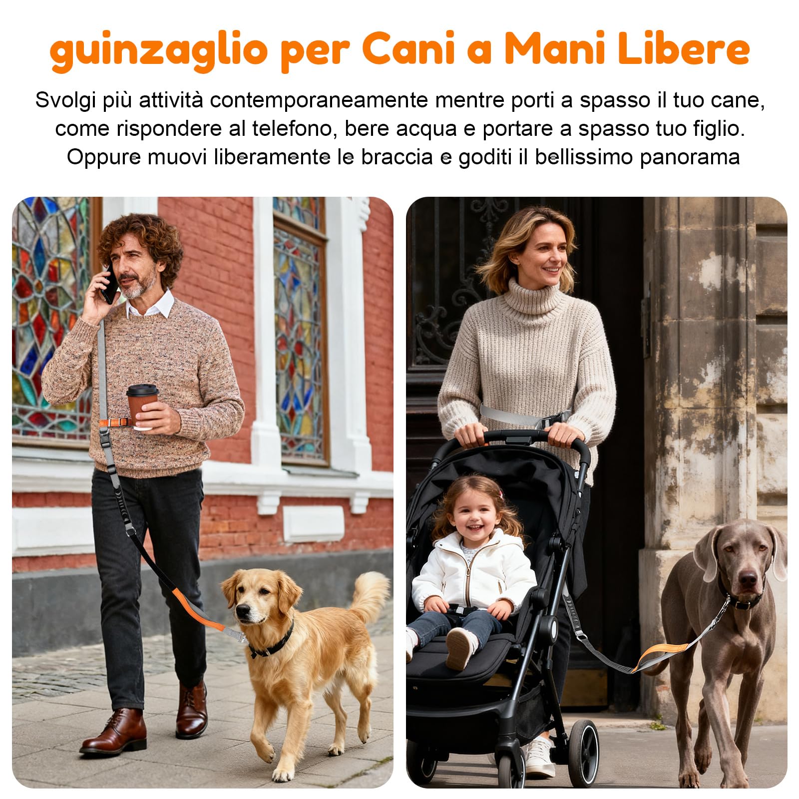 X XBEN Guinzaglio per Cani Mani Libere, Multifunzionale Guinzaglio per Correre, Guinzaglio in Vita Regolabile per Passeggiate Allenamento,360°Nessun Groviglio e Metallo Fibbia, 0,8-2,2 Metri
