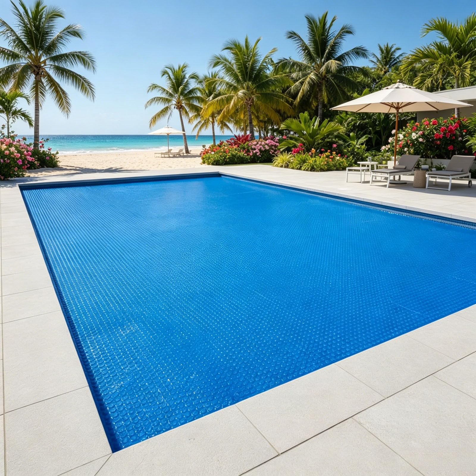 Lona Solar para Piscina de 400 µm 160 x 280 cm Manta Recortable a Medida 400 Micras Manta Térmica Piscina Rectangular Se Puede Cortar para Jardin y Piscinas, Azul