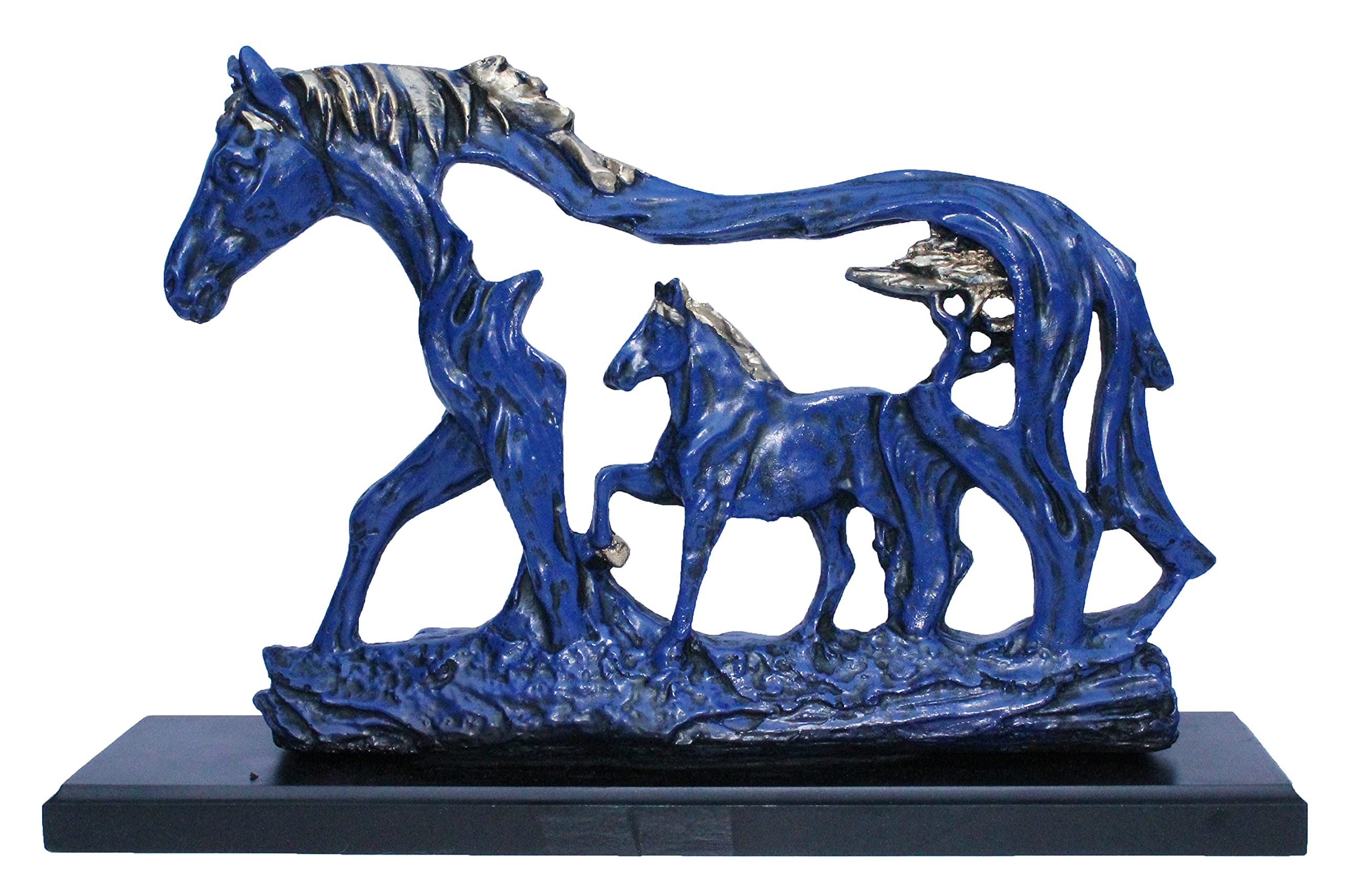 KD HUB Polystone Modern Art Feng Shui Horse Within Horse Geometrical Statue (Standard Size, Multicolor)