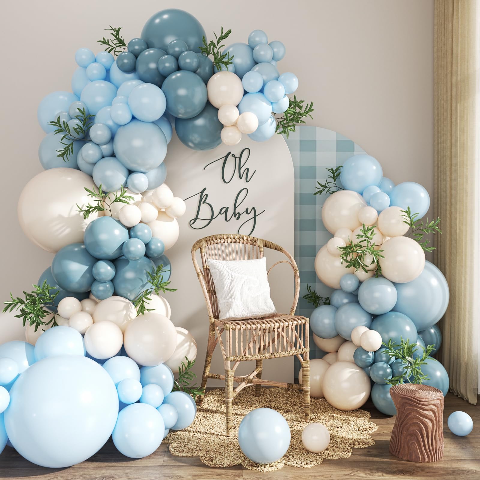 Dusty Blue Balloon Arch Kit 124Pcs blue and White Balloon Arch Garland Kit Include Macaron Blue Light blue Sand White Balloons for Baby Shower Bridal