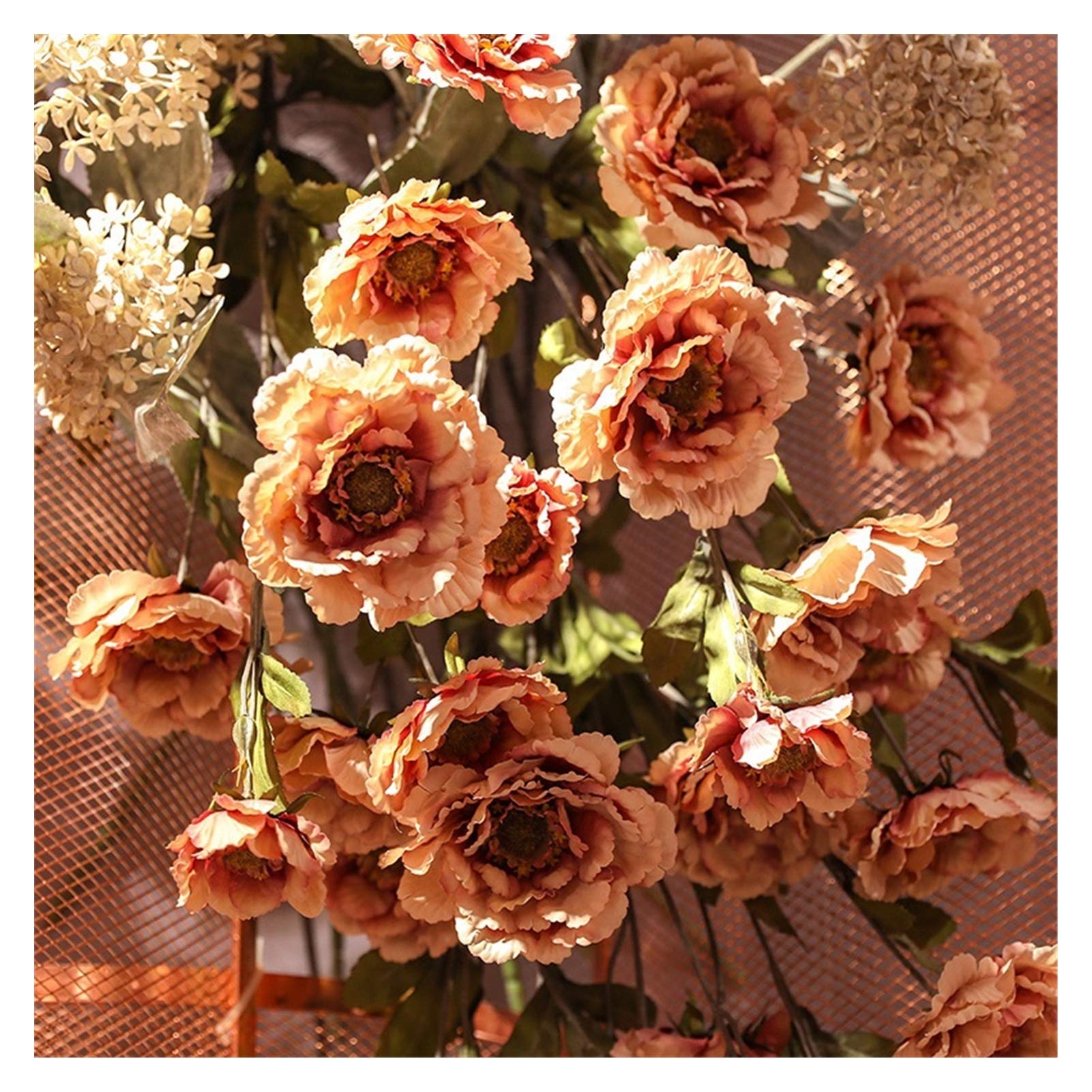 Fleurs sèches Nouvelle pivoine tissu de soie simulation fleur décoration de mariage bricolage guirlande cadeau décoration maison artisanat plante fleur artificielle (couleur : champagne)