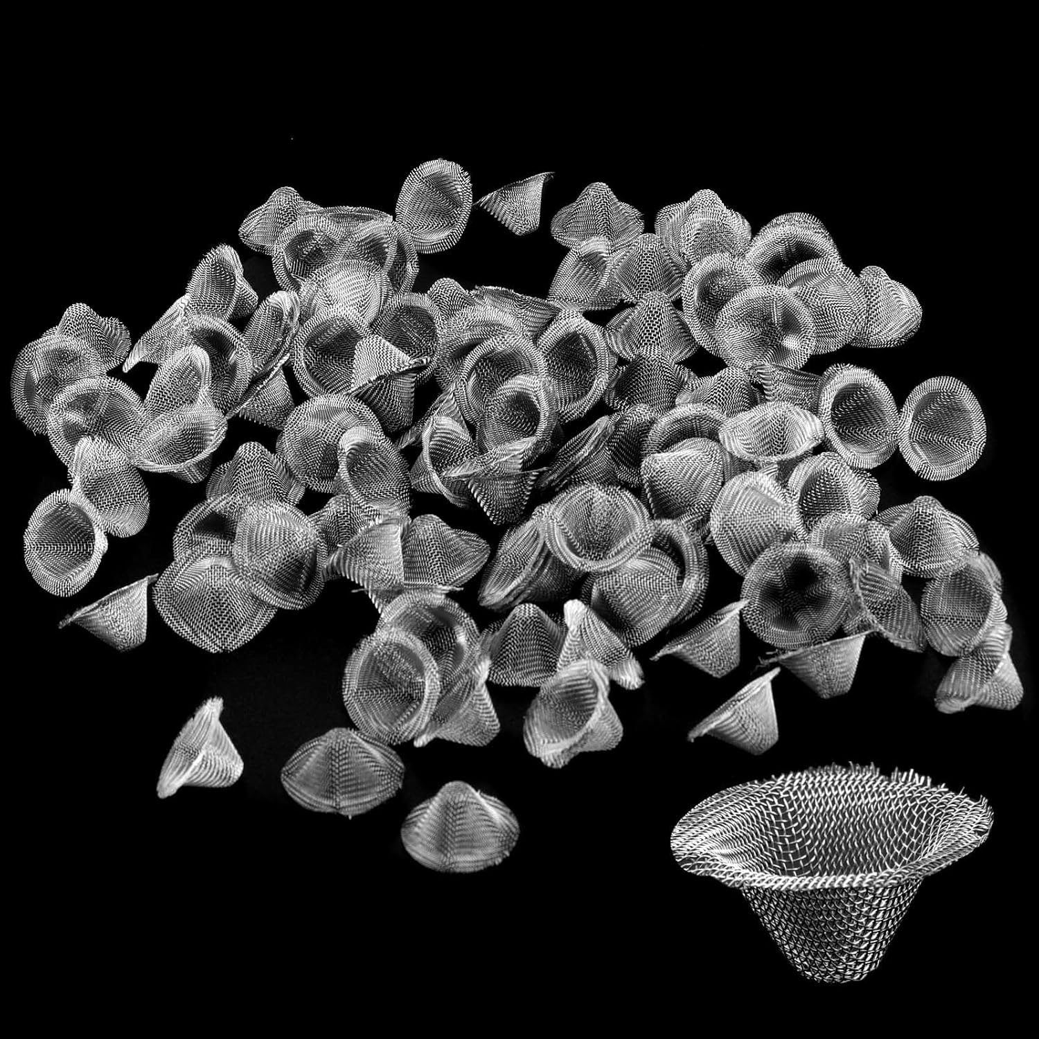 JAPCHET 150 PCS 0.67 Inch Bowl Screen Filters, Stainless