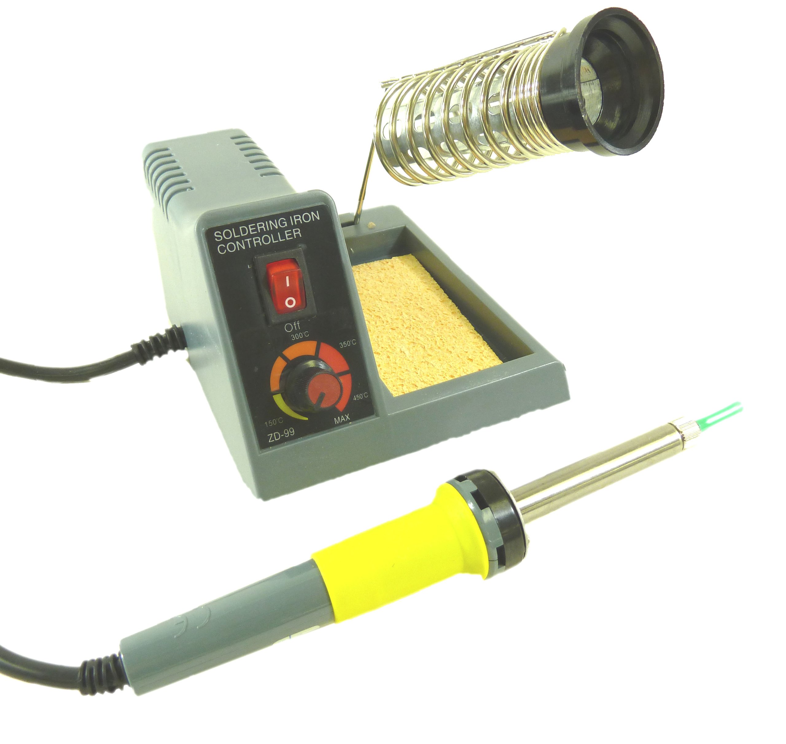 Electronix Express Temperature Adjustable Soldering Station, 5 to 40 Watt, Includes Iron with 1.5mm Pointed Tip and Cleaning Sponge