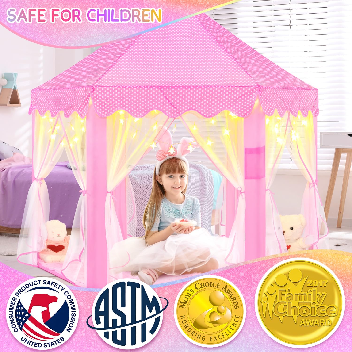 Amazon.com: EVOIONOS Princess Tent for Girls, Kids Play Tent with