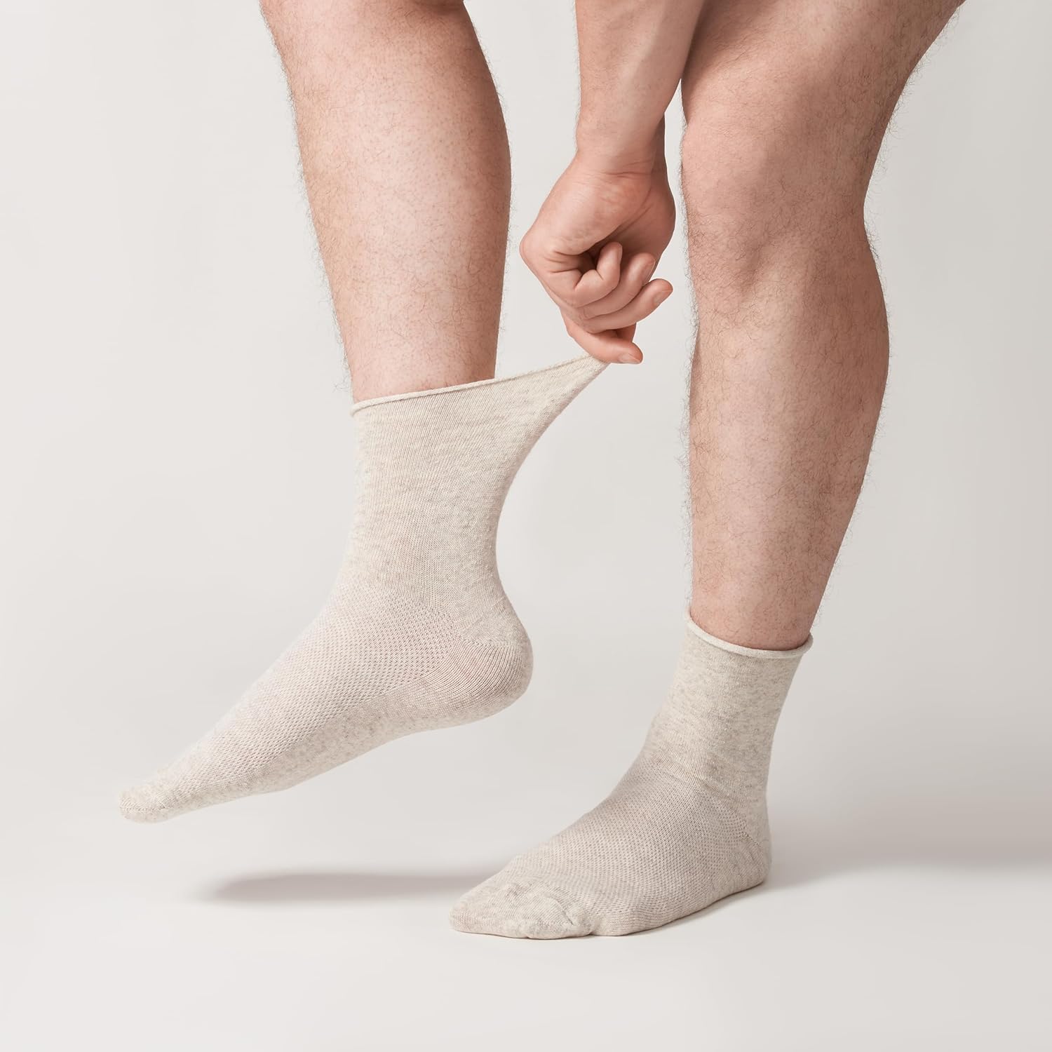 Diabetic Socks for Men, Flax Linen Comfy Non-Binding Dress Socks, Sustainable Crew Socks for Diabetics