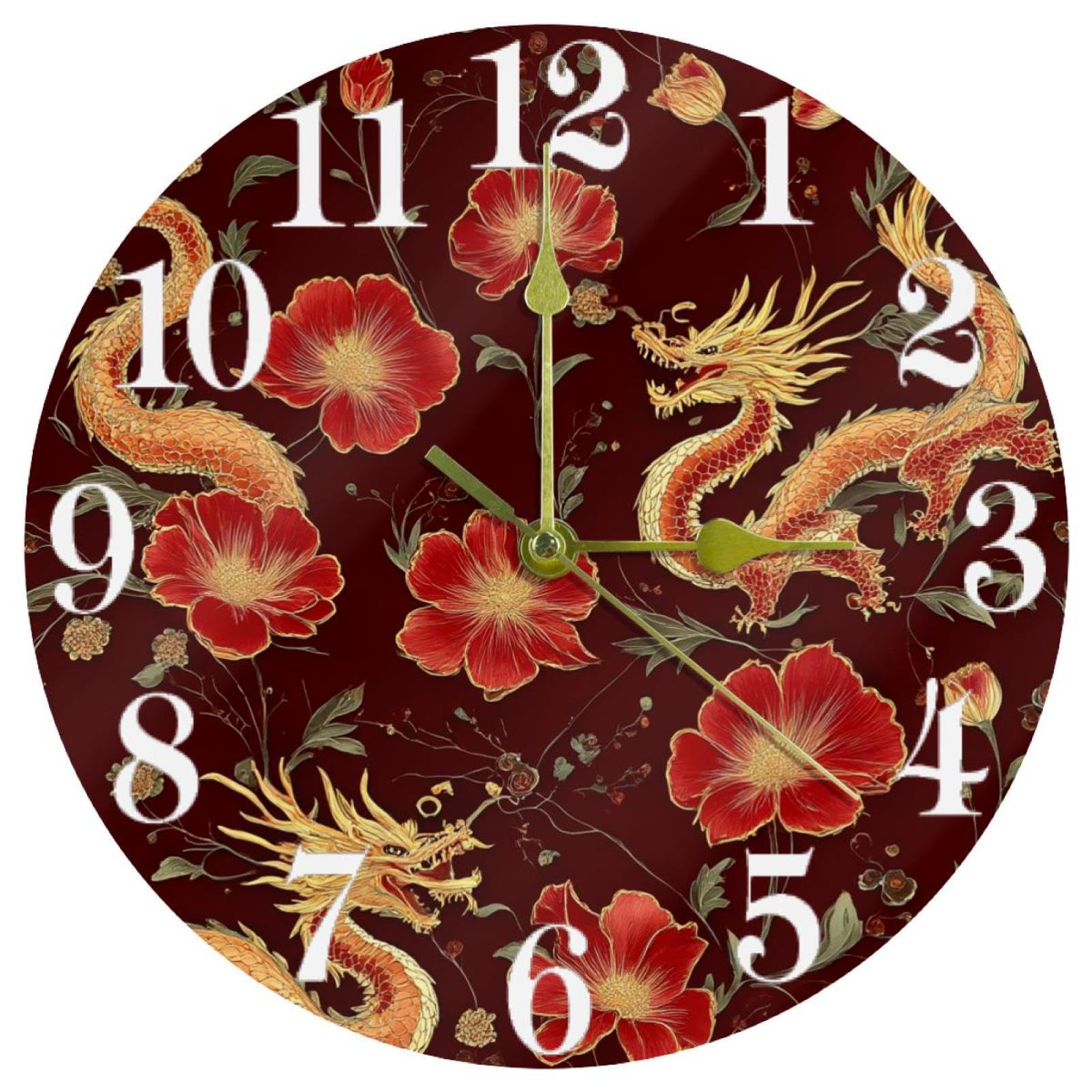 Horloge murale sans tic-tac Blossom Poppies à quartz
