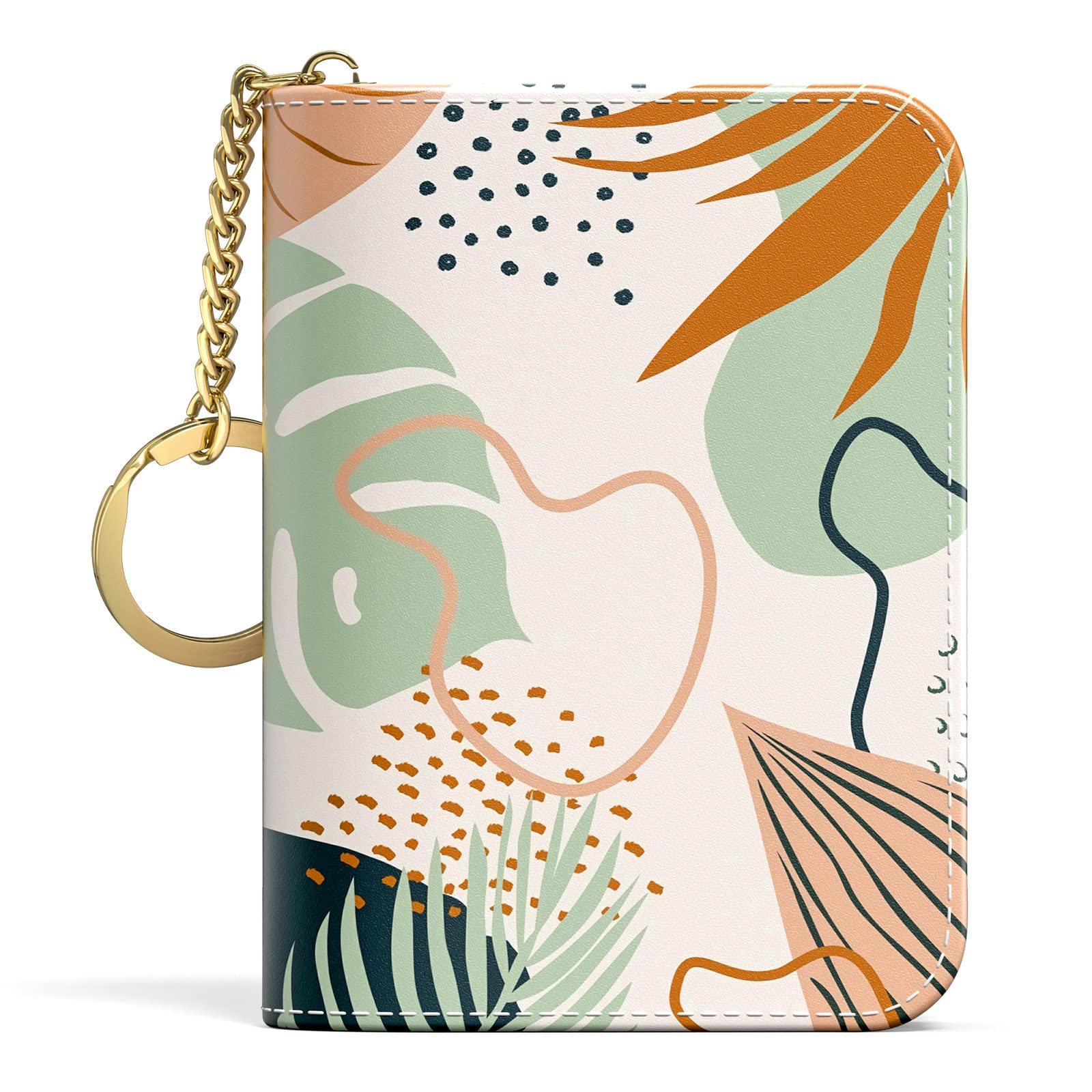 Credit Card Holder for Women, Small RFID Wallet Slim Leather Card Case | Credit Card Holder for Women, Business Card Organizer Case with Zipper and Keychain