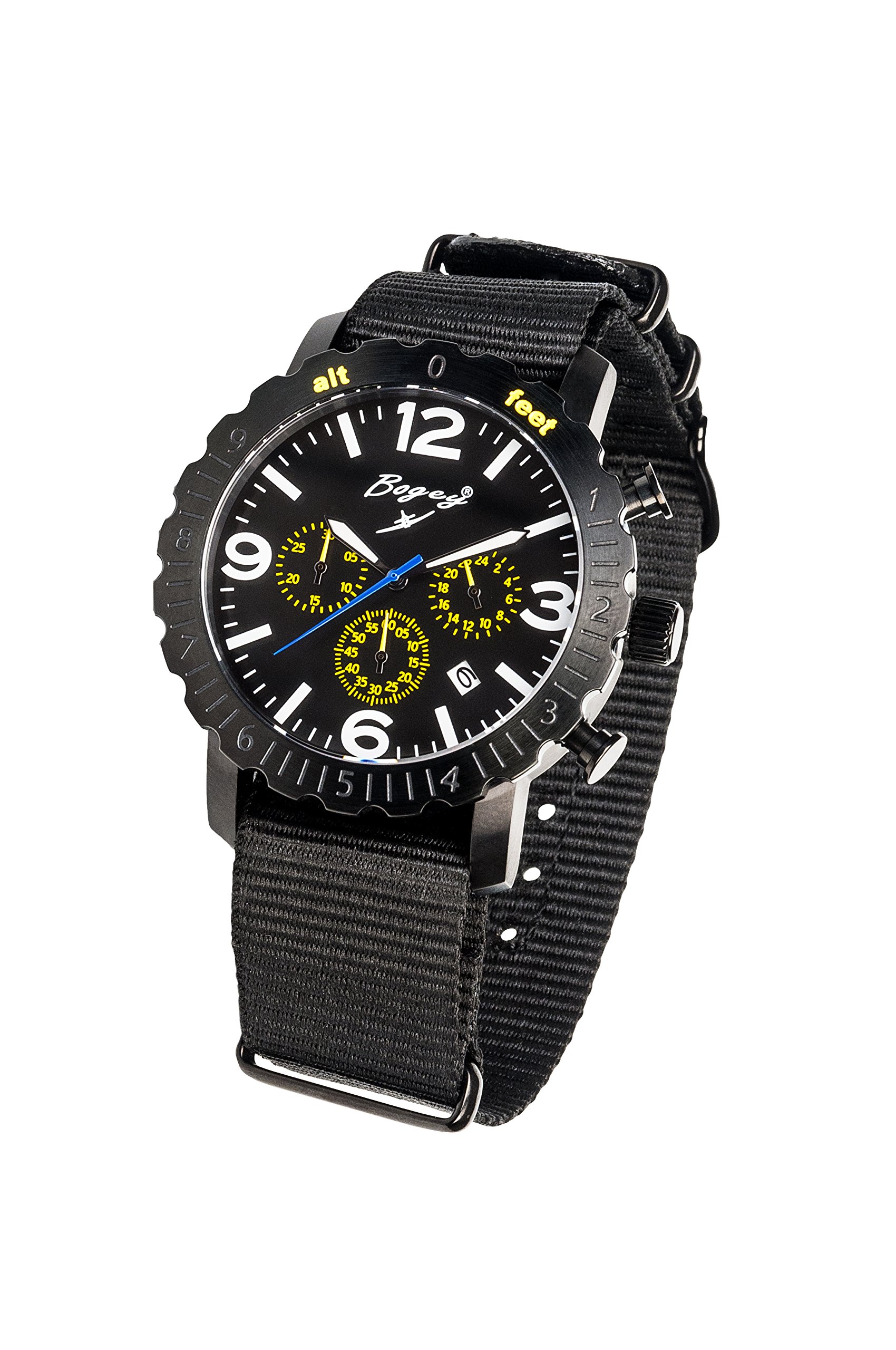 BOGEY Męski chronograf kwarcowy zegarek z gumową bransoletką BSFS004YLBK