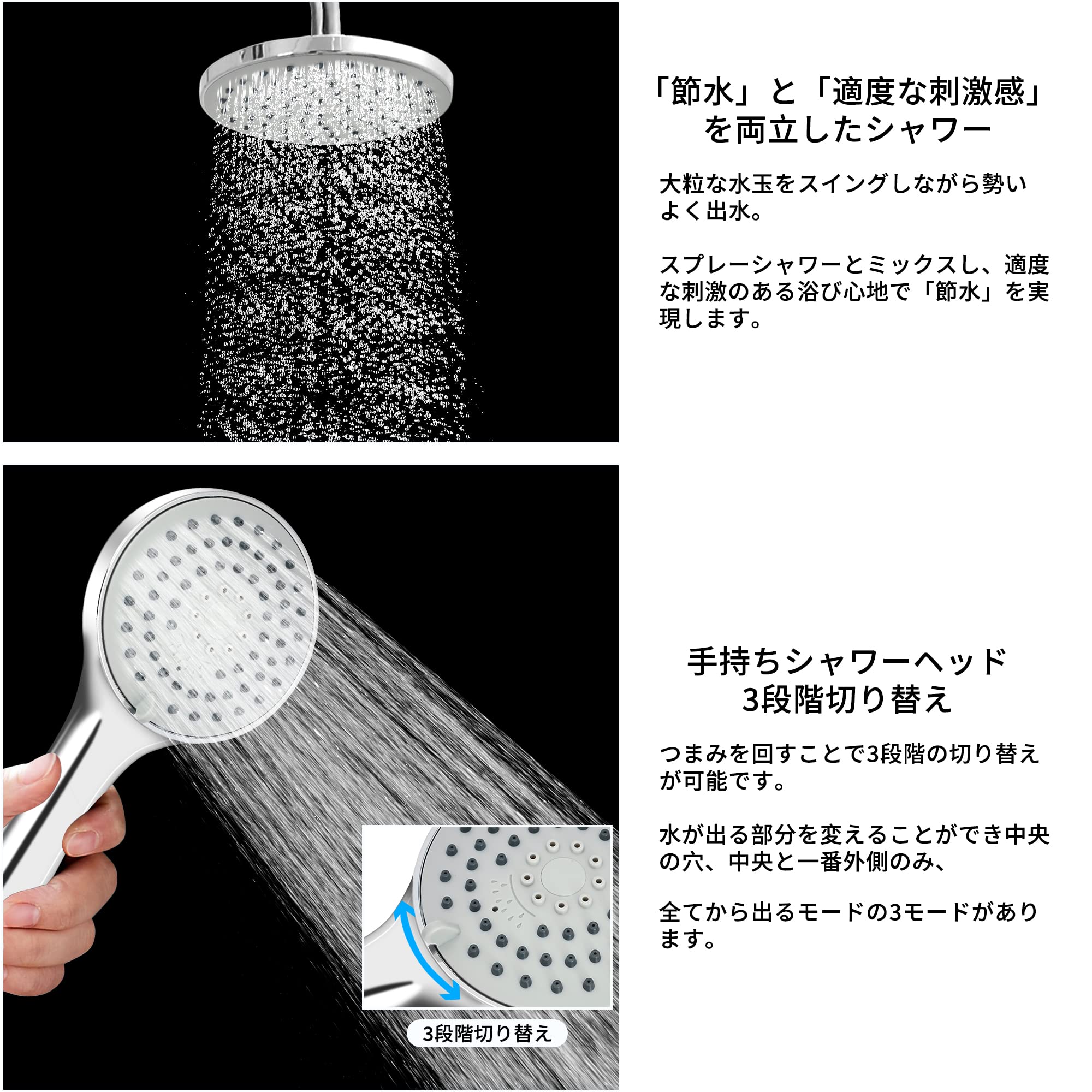 Amazon | BQKOZFIN シャワーバー ダブルシャワーヘッド 混合水栓