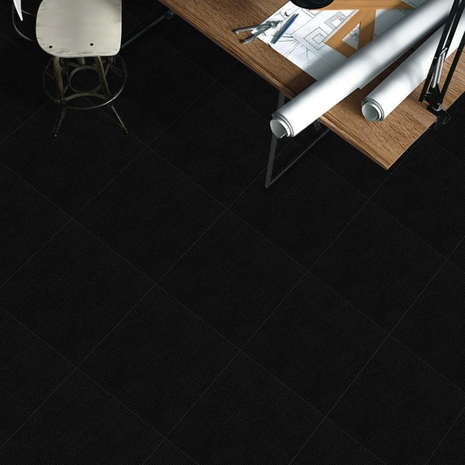 Dalles de moquette autocollantes, carreaux de moquette pour sol, tapis antidérapants pour salon, bureau, chambre, noir, à décoller et à coller, 30 x 30 cm, 20 pièces