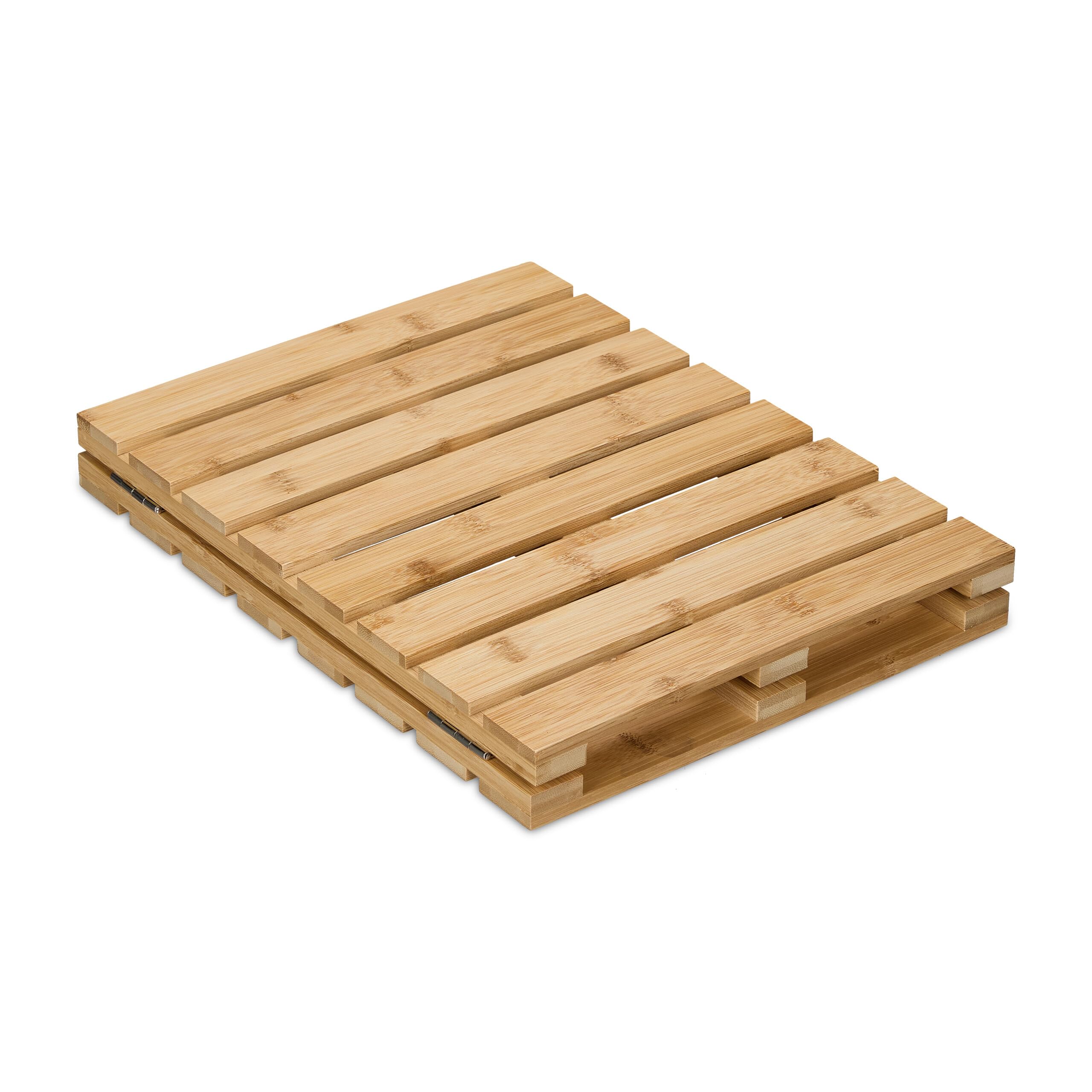 Relaxdays Pedana Doccia in bambù, 60 x 40 cm, Tappetino Antiscivolo per la Vasca e la Sauna, Interno e Esterno, Naturale