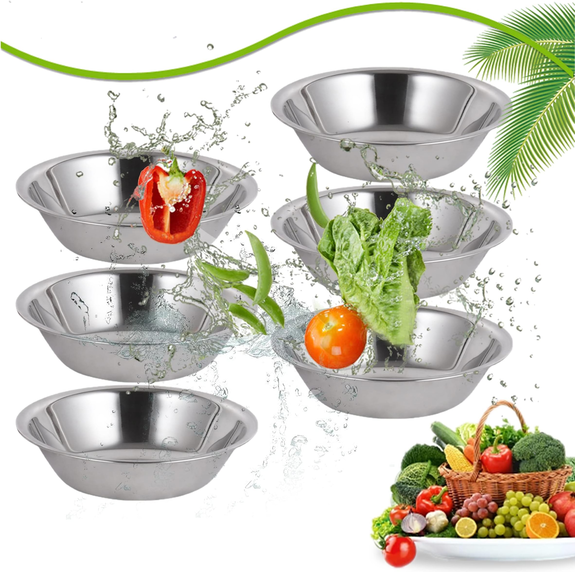 ASIBT 6-6 1/2 Inch Wide Stainless Steel Rim Flat Base Mixing Bowl