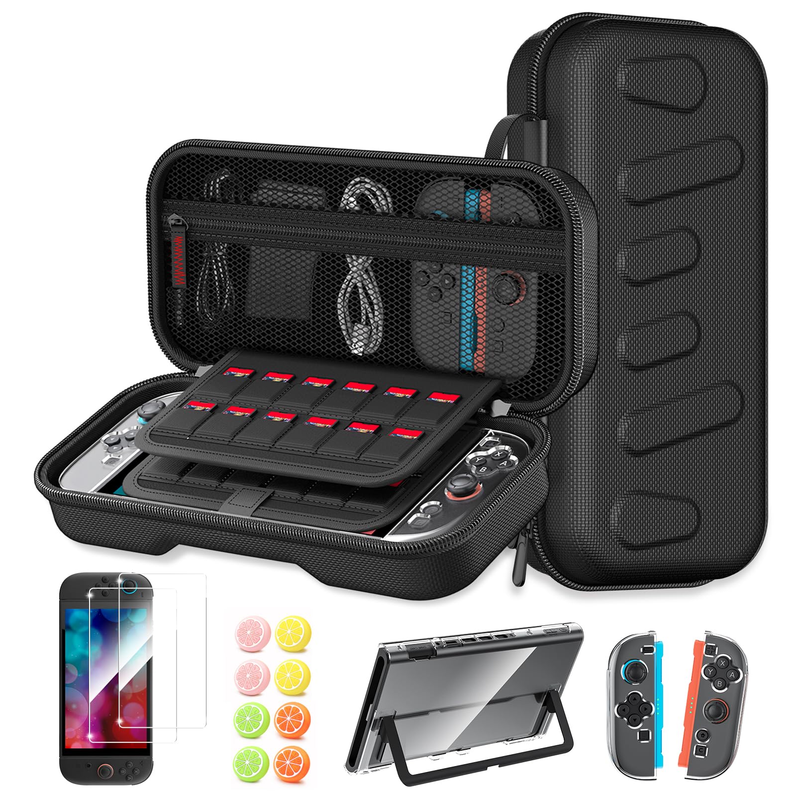 Switch 2 Carrying Case Protection Kit Cover Screen Film Stick Caps MaxGames