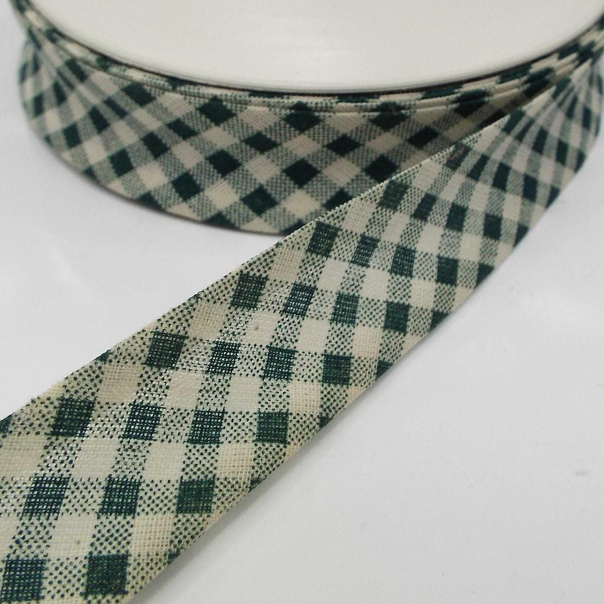 25mm Cotton Bias Binding Tartan Gingham Bunting 7 Design Buy 1 2 4 Metres 941D, 03468 Green Tartan, 4 Metres