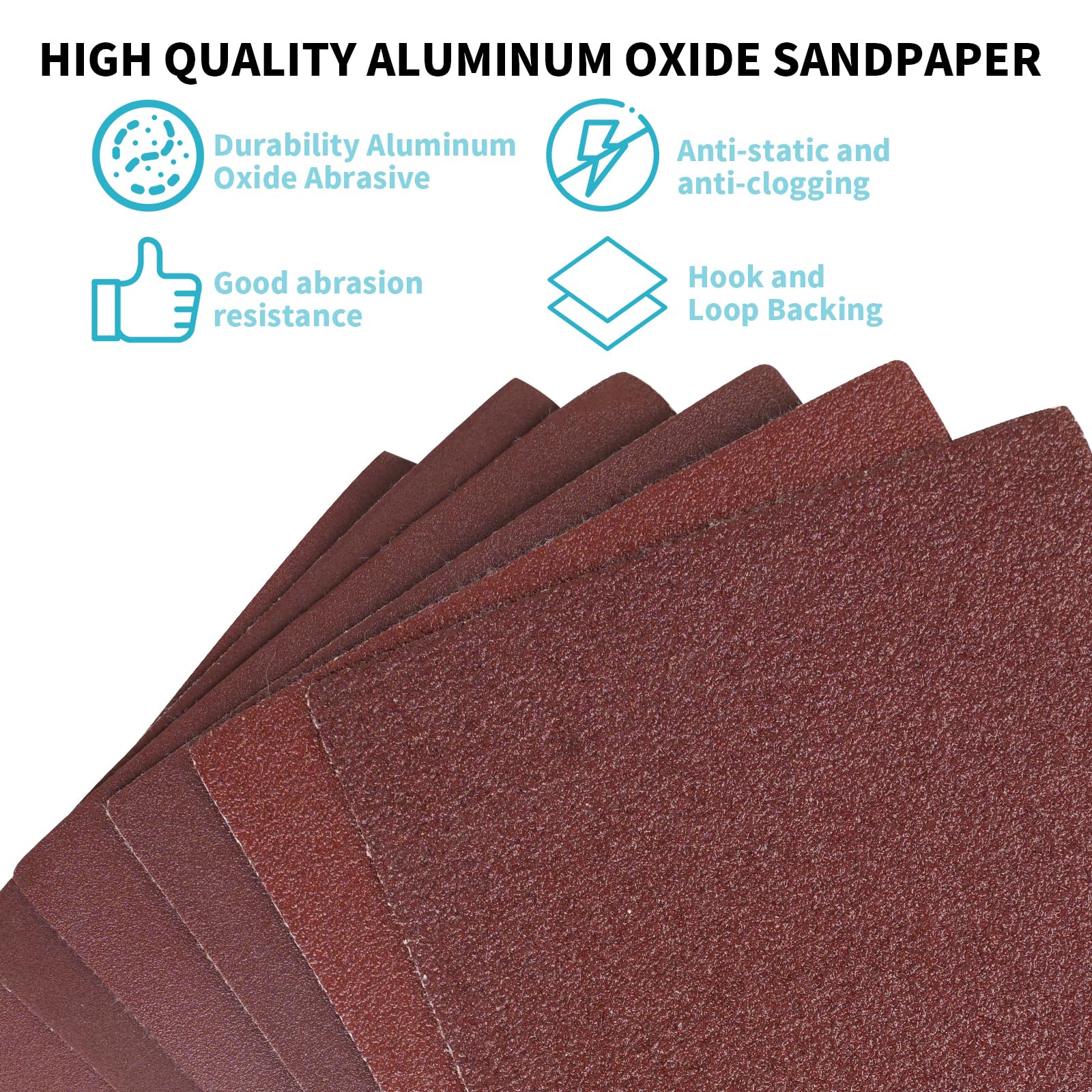 Papel de lija de 1/4 de 5.5 x 4.5 pulgadas, papel de lija de grano 600 para lijadora de palma, 30 hojas de lijado de óxido de aluminio, bloques de lijado a mano para metal, carpintería y pulido (grano