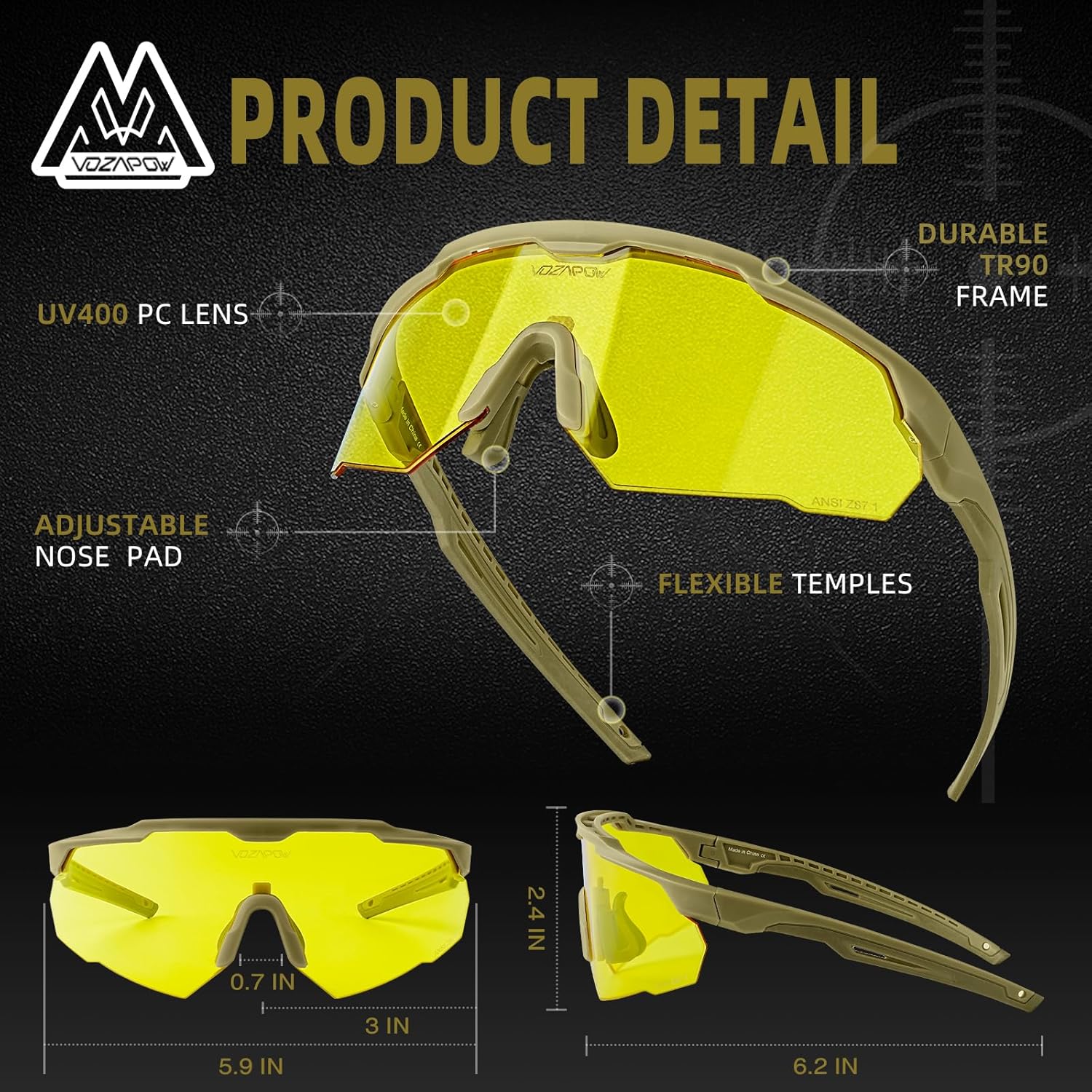 Shooting Glasses Anti Fog with High Definition Lenses, ANSI Z87.1 Certified Tactical Safety Glasses for Men Women - Image 6