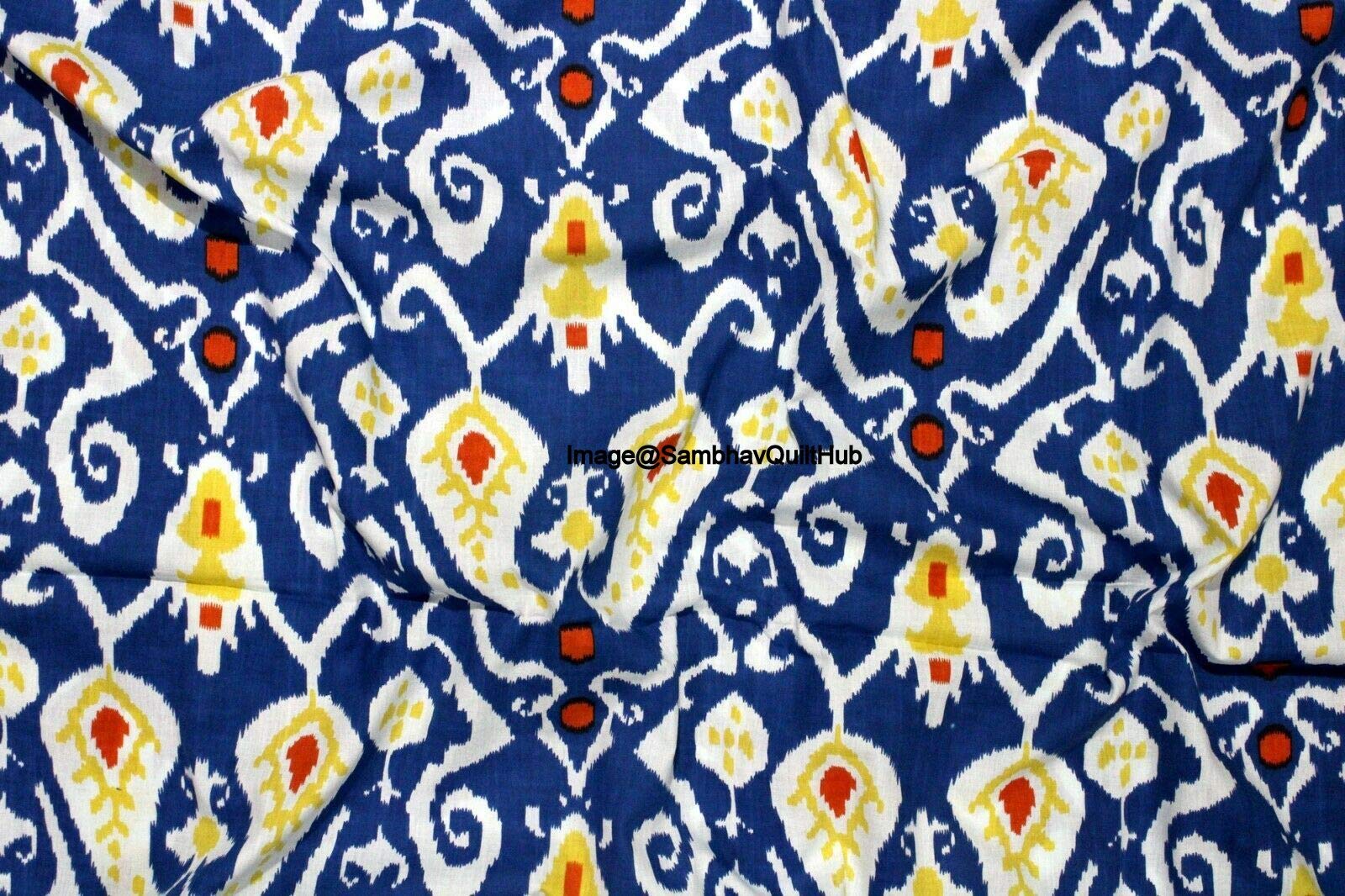 Multi Ikat Voile-Handblock-Stoff für floralen Ekat-Druck, Baumwolle, Nähen, Basteln, Schneidern, Laufen, natürliche Farbe, Sanganeri, indischer Blumendruckstoff, Meterware, Breite
