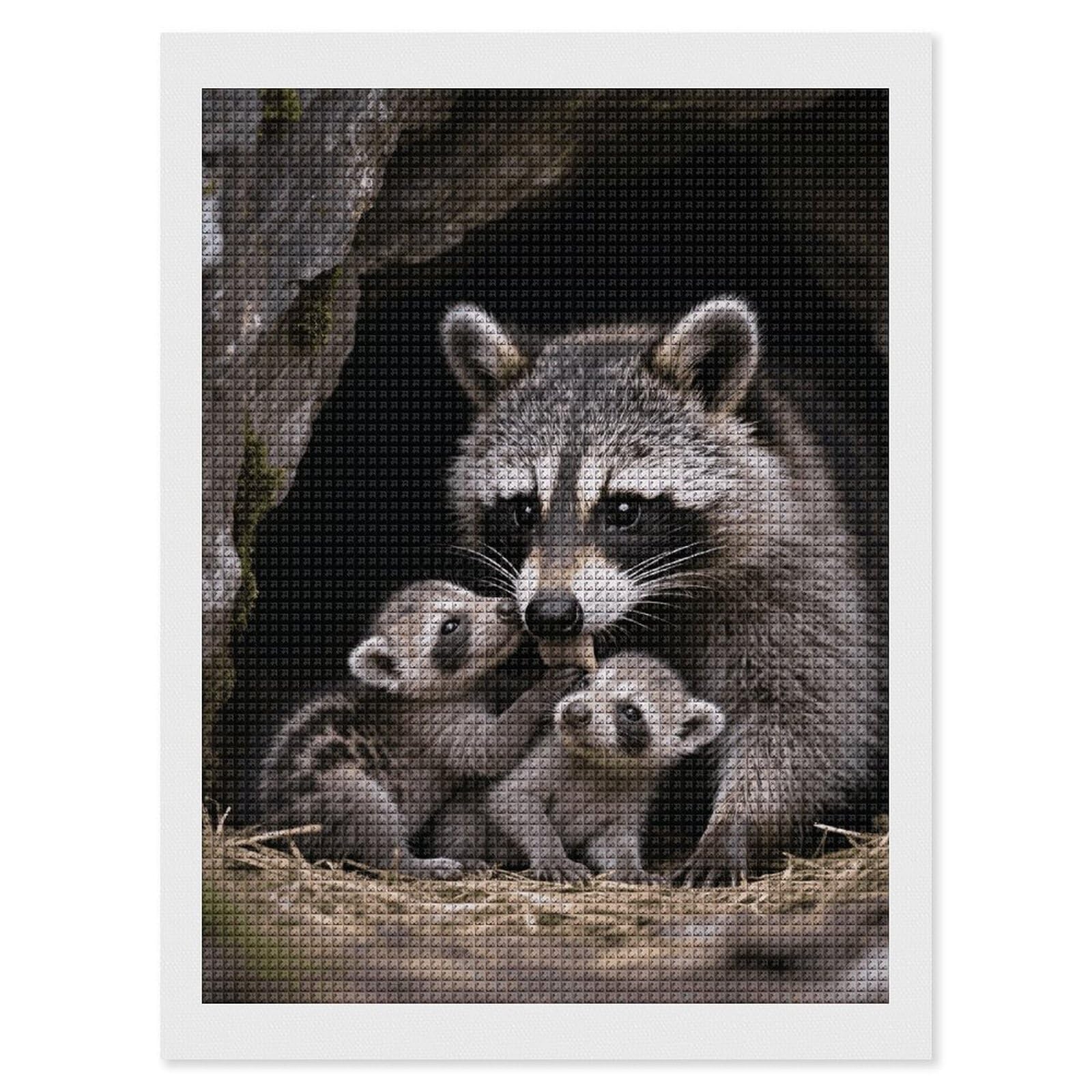 FodPand Raccoons 5D Diamond Painting Kits for Adults Beginners Full Drill Square Diamond Dots Pictures Gem Art Supplies for Home Wall Room Decoration DIY Craft Set Gift 12X16