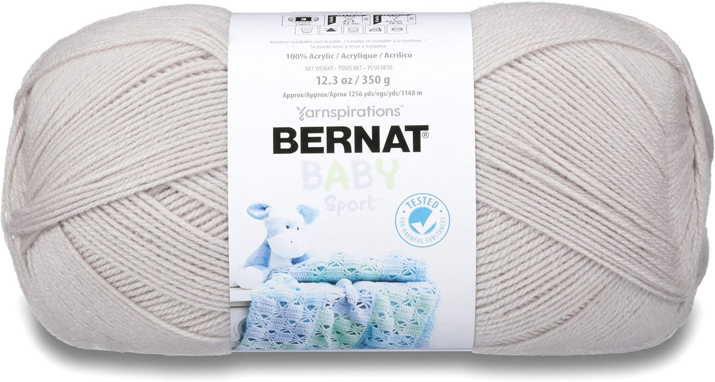Bernat Baby Big Ball Sport Yarn, Solid, 12.3 Ounce, Baby Grey, Single