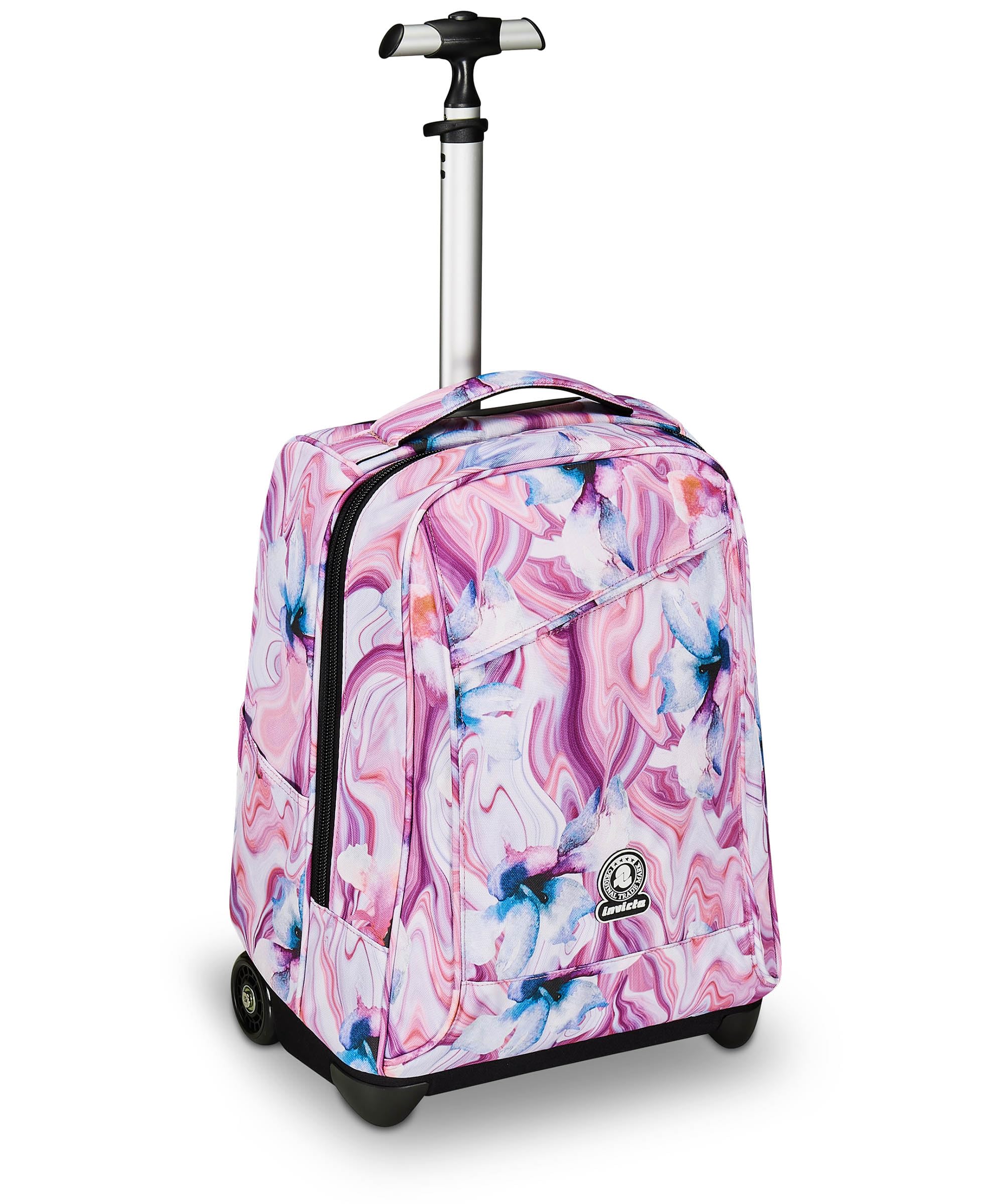 Invicta Benin Fantasy School Trolley Pink and Purple, 2 in 1, with Shoulder Straps for Backpack, Bottle Pocket and Laptop Holder, School & Travel, Boys, pink, Taglia unica, School