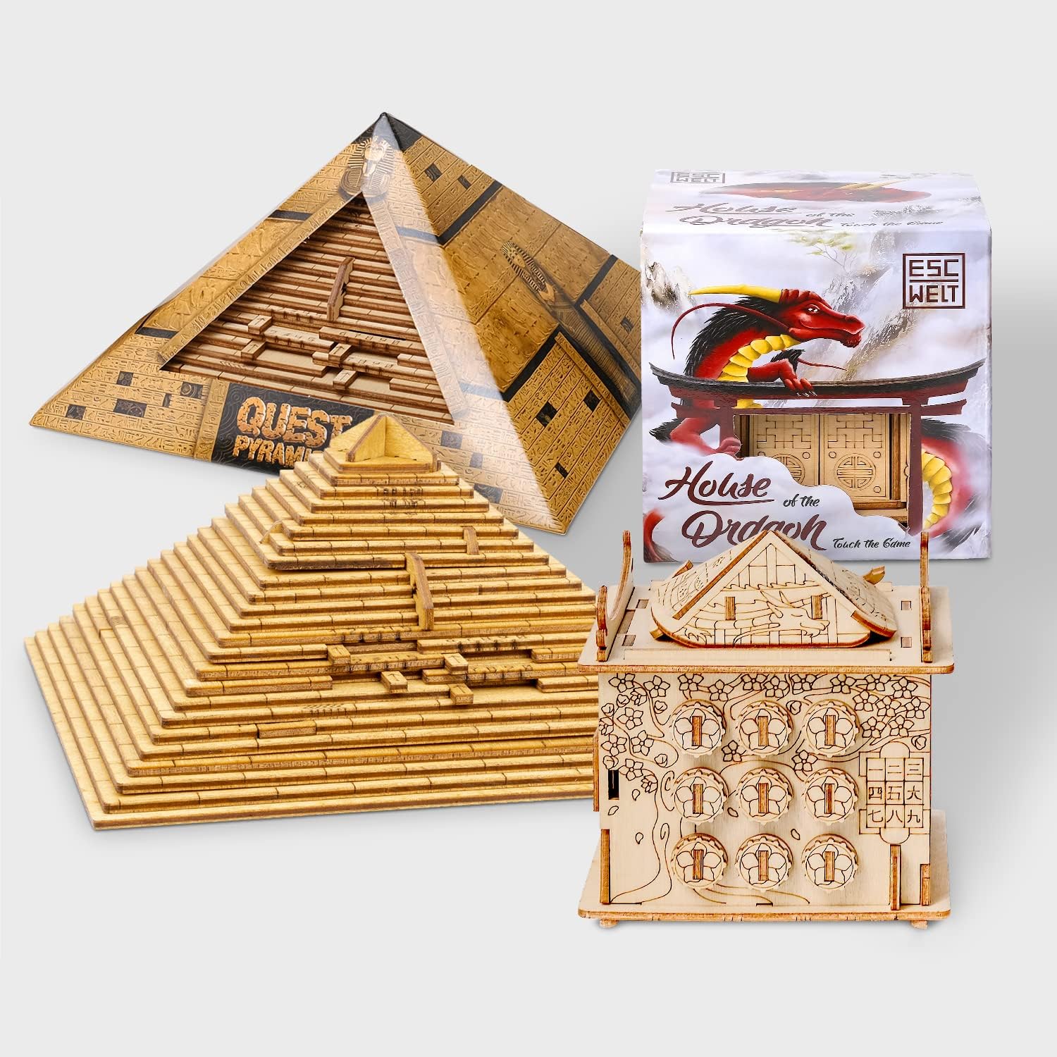 ESC WELT Ancient Secrets Set - Escape Room in a Box - Brain Teaser Puzzles for Adults & Kids - Puzzle Box with Hidden Compartment - Cash Money Puzzle Box - Wooden Puzzle Boxes : Toys & Games