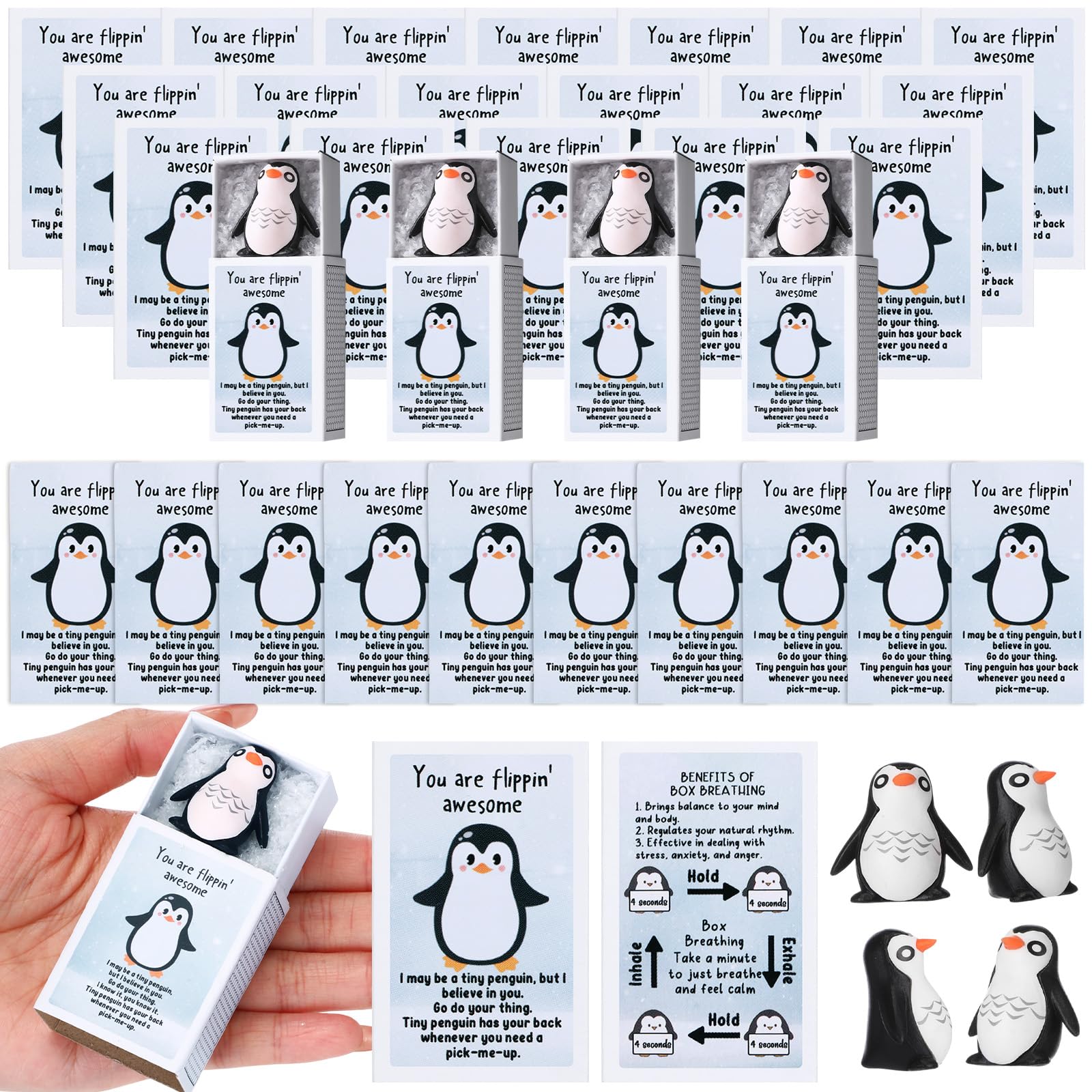 Wonderjune 36 Pcs Emotional Nuggets Teacher Appreciation Gifts End of Year Gift Support Coworker Bulk for Nurse Employee Office Staff Team Positive Affirmations Cards Thank You Gifts (Penguin) — image 1