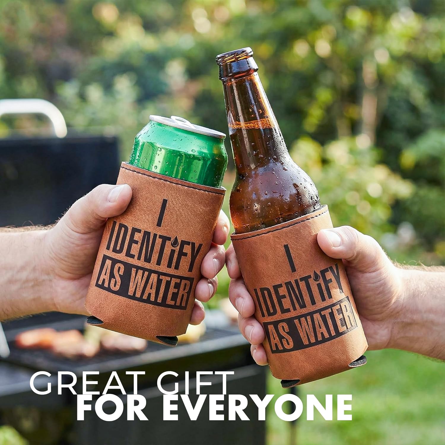 Birthday Gifts for Men, Dad - Dad Birthday Gifts, Mens Birthday Gift Ideas, Dad Gifts, Mens Gifts - Fathers Day Gifts for Dad from Daughter, Son - I Identify As Water Koozie Leather Can Cooler 12Oz - Image 6