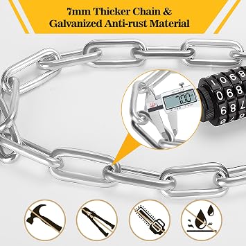 Bike Lock,Thickened Plug and 3ft(90cm) Long Chain Lock