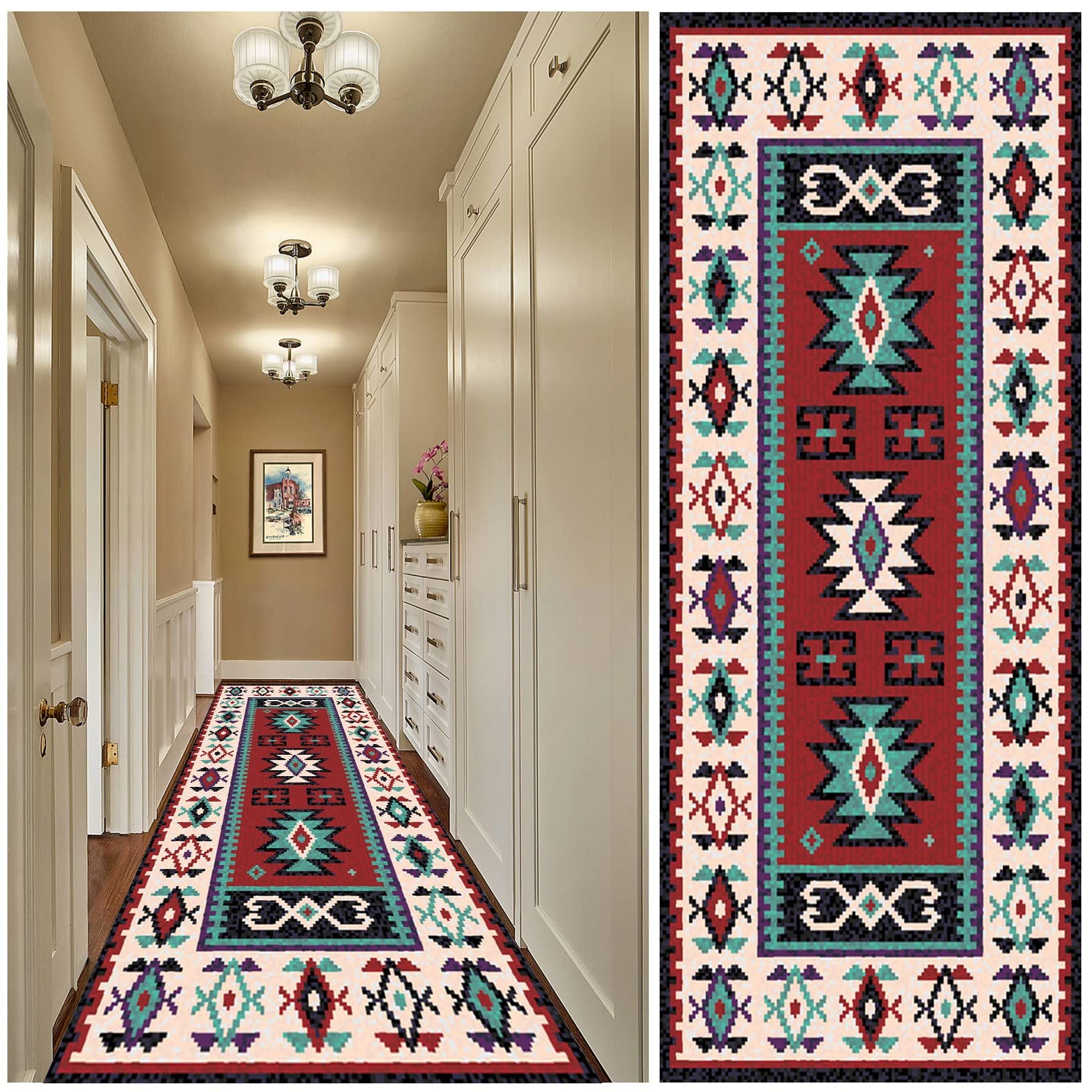 Alfombra Vinílica 60x180cm Moqueta Corredor Antideslizante Lavable Superficie Suave para Silla o Sofá Y Escaleras Interior, B