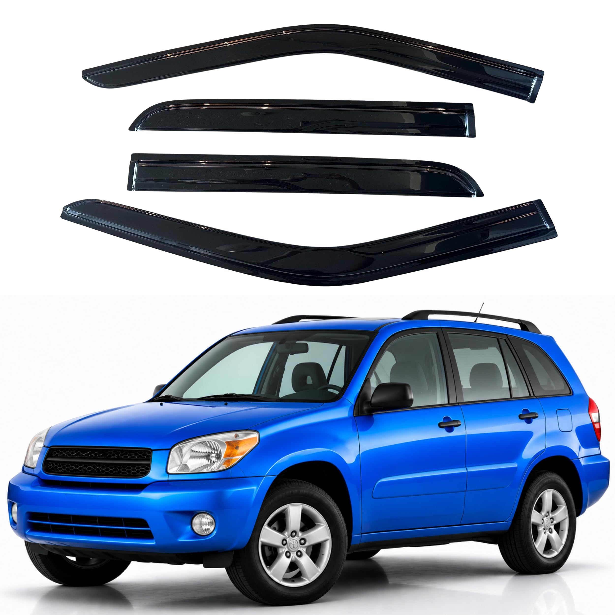 IG Window Visors Fit for 2006-2012 Toyota RAV4, Out-Channel Rain Guards Vent Wind Deflectors 4PC, Car Accessories for 06-12 RAV4