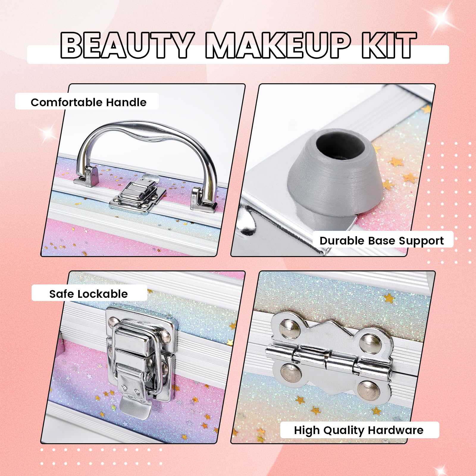 Zestaw do makijażu dla kobiet i dziewcząt, modny zestaw do makijażu dla początkujących profesjonalistów podróżujących z etui, Makeup Essential with Eyeshadow Palette, błyszczyk do ust, tusz do rzęs