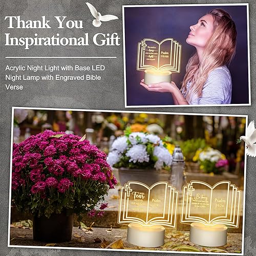 Miniatura 6 de VIHOSE 10 Sets Christian Gift Bulk Religious Inspirational Acrylic Night LED Light with Engraved Bible Verse Sayings for Christmas Pastor Wife