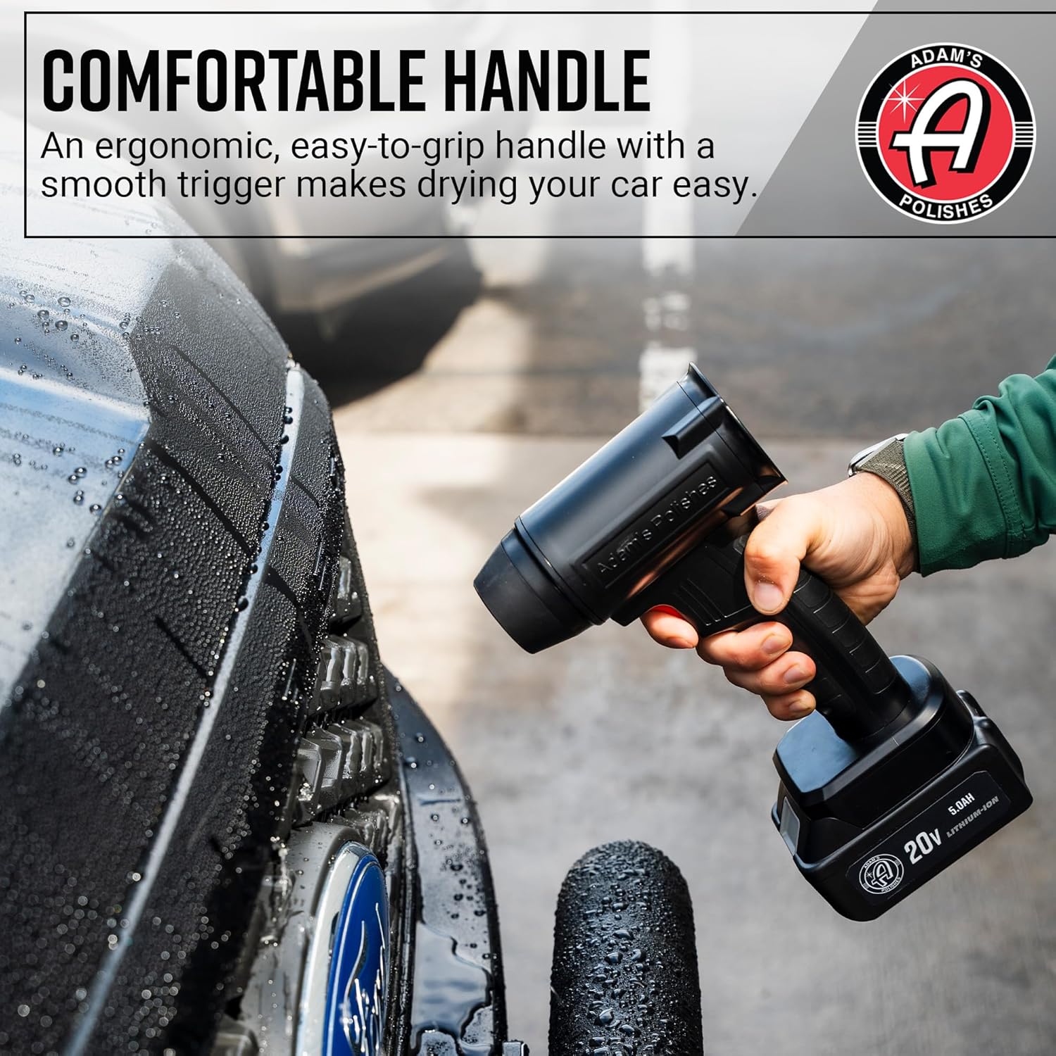 Adam's Polishes Cordless Mini Air Cannon - Portable High-Powered Car Detailing Dryer Blower | Rechargable Air Blower for Your Car, Truck, Van, Motorcycle | Use Before Applying Wax Or Ceramic Coatings