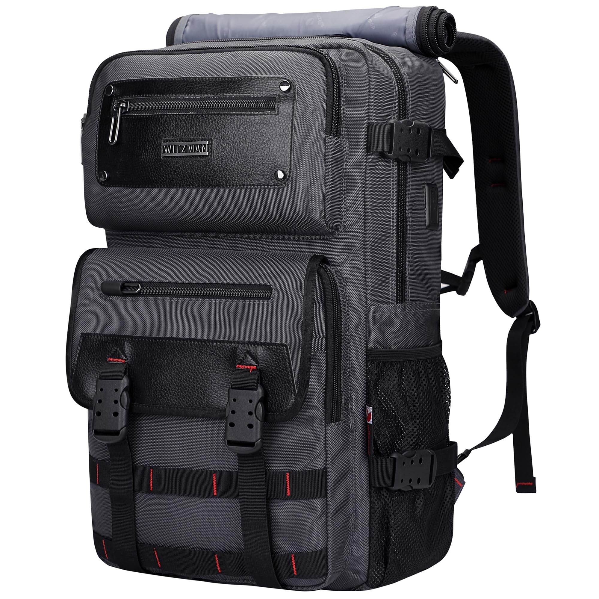 Carry On Travel Backpack for Men Fit 17 Inch Laptop Airline Approved 3 in 1 Laptop Backpack(B685 Silvery Grey)-image-44