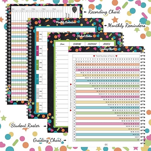 Miniatura 3 de Faccito Libro de registro para profesores de 8.3 x 11 pulgadas, libro de grado 2025, registro de asistencia sin fecha, lista de estudiantes,