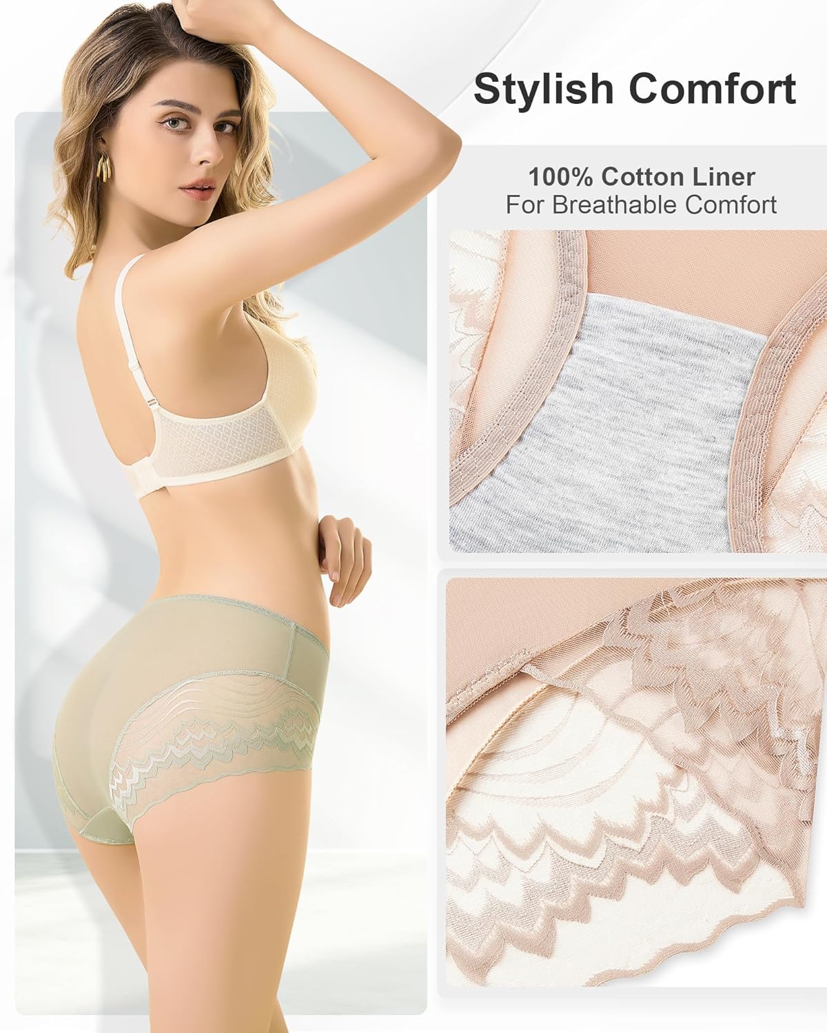 Women's Underwear Hipster Panties Lace Underwear For Women 4-Pack Lace Hipster Panties - Image 3