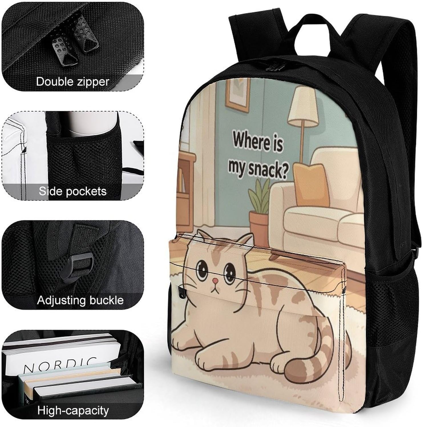 Cute Cat Backpack Daypack Travel Backpack | Lightweight Casual Laptop Backpack for Women Men Aesthetic Travel Bag for Weekender Business Hiking Outdoor