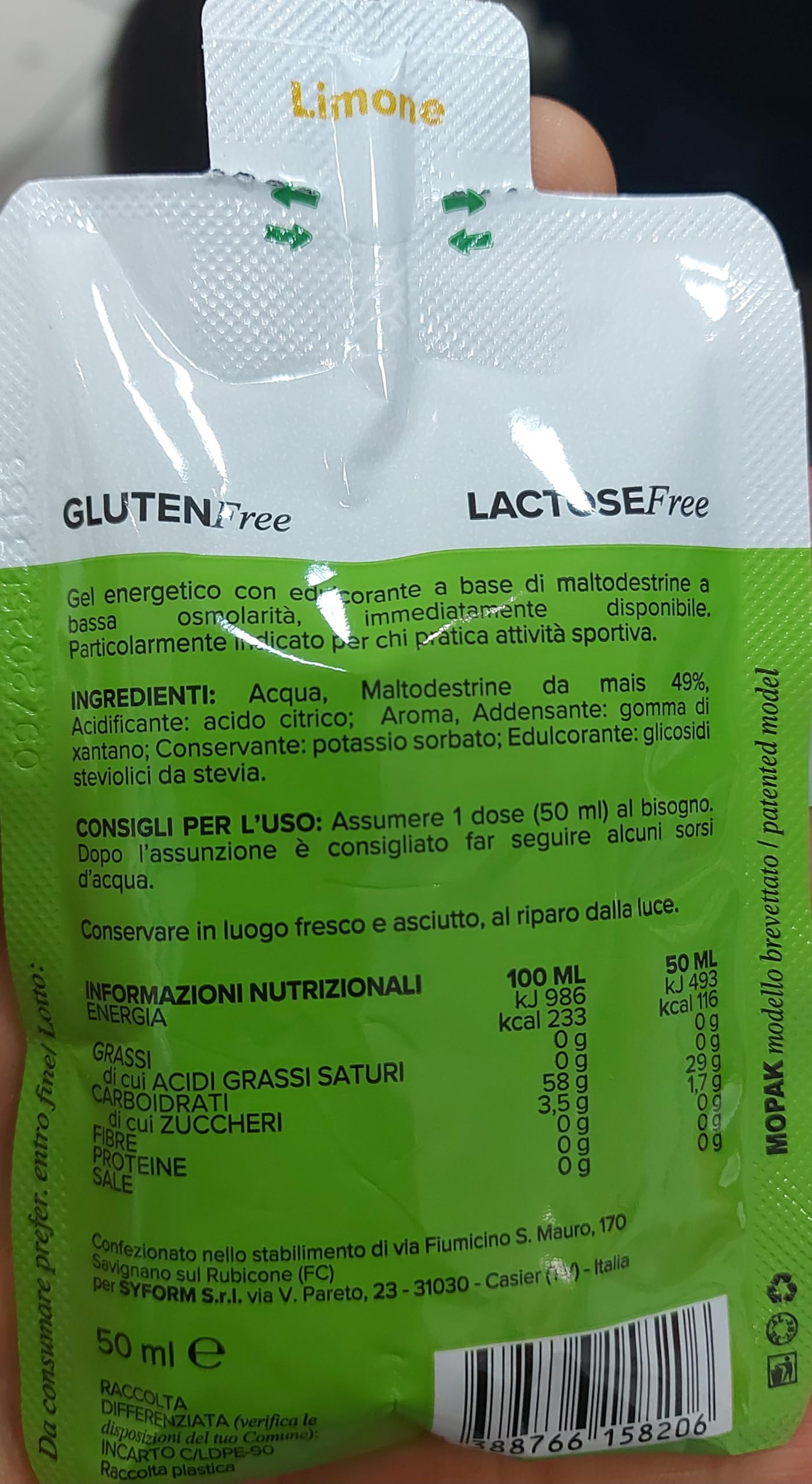 Syform Malto+ Gel Confezione 20 Gel Da 50Ml (limone)
