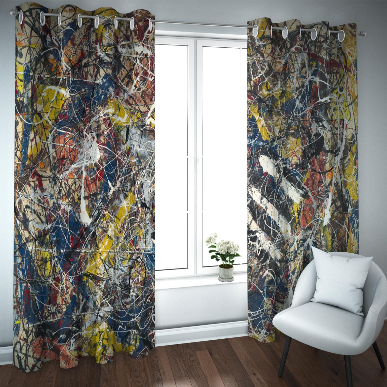Amazon｜クラシックヴィンテージカーテンジャクソンポロックスタイルの