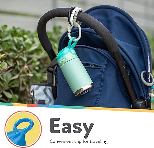 Miniatura 4 de Nuby Thirsty Kids - Taza de viaje de acero inoxidable sin derrames Flip-It Reflex 10 onzas color blanco Aqua, Azul / Patchwork, Rosa/Rebel Fun.,