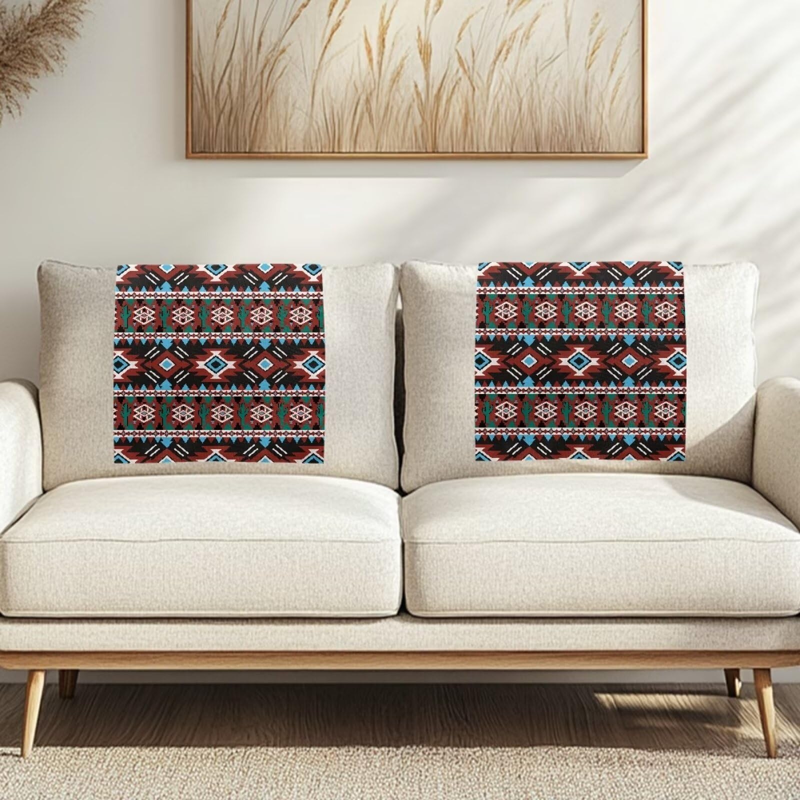NETILGEN Sofa Headrest Covers 2 Pcs Aztec Tribal Geometry Print Furniture Protector Covers, Headrest Cover for Recliner Chair Sofa Slipcovers