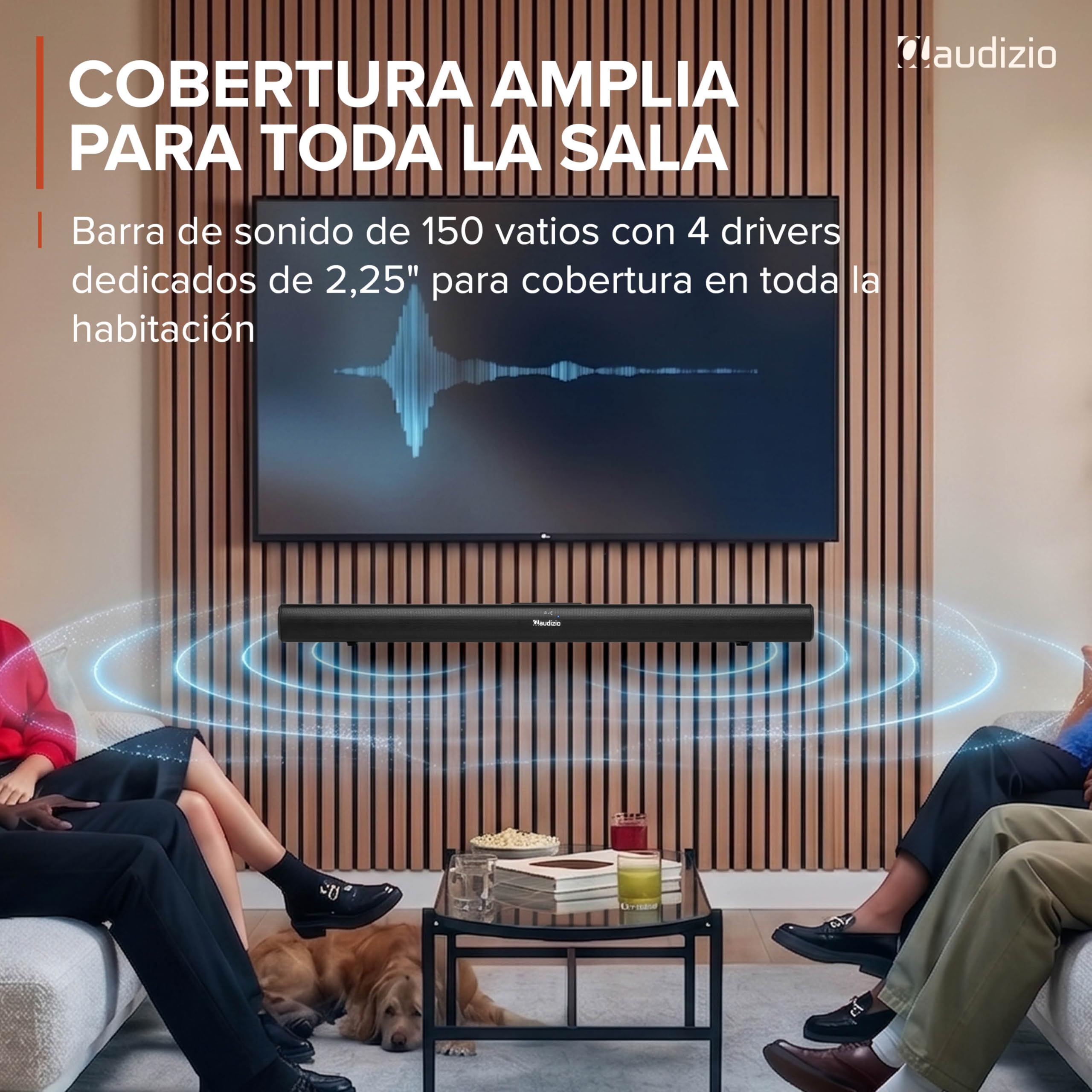 Audizio SB92S – Barra de Sonido 150W con subwoofer 6,5", HDMI ARC, Bluetooth 5.0, USB, óptica y AUX, soundbar 90 cm para TV con Graves Profundos y Mando a Distancia, Color Negro