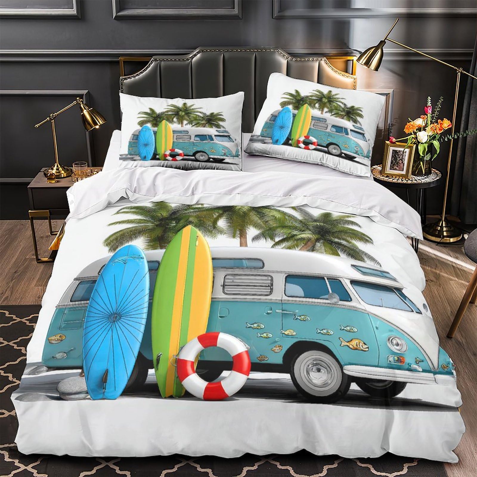 Housse de couette bowling effet ultra doux avec fermeture éclair King 220x240cm