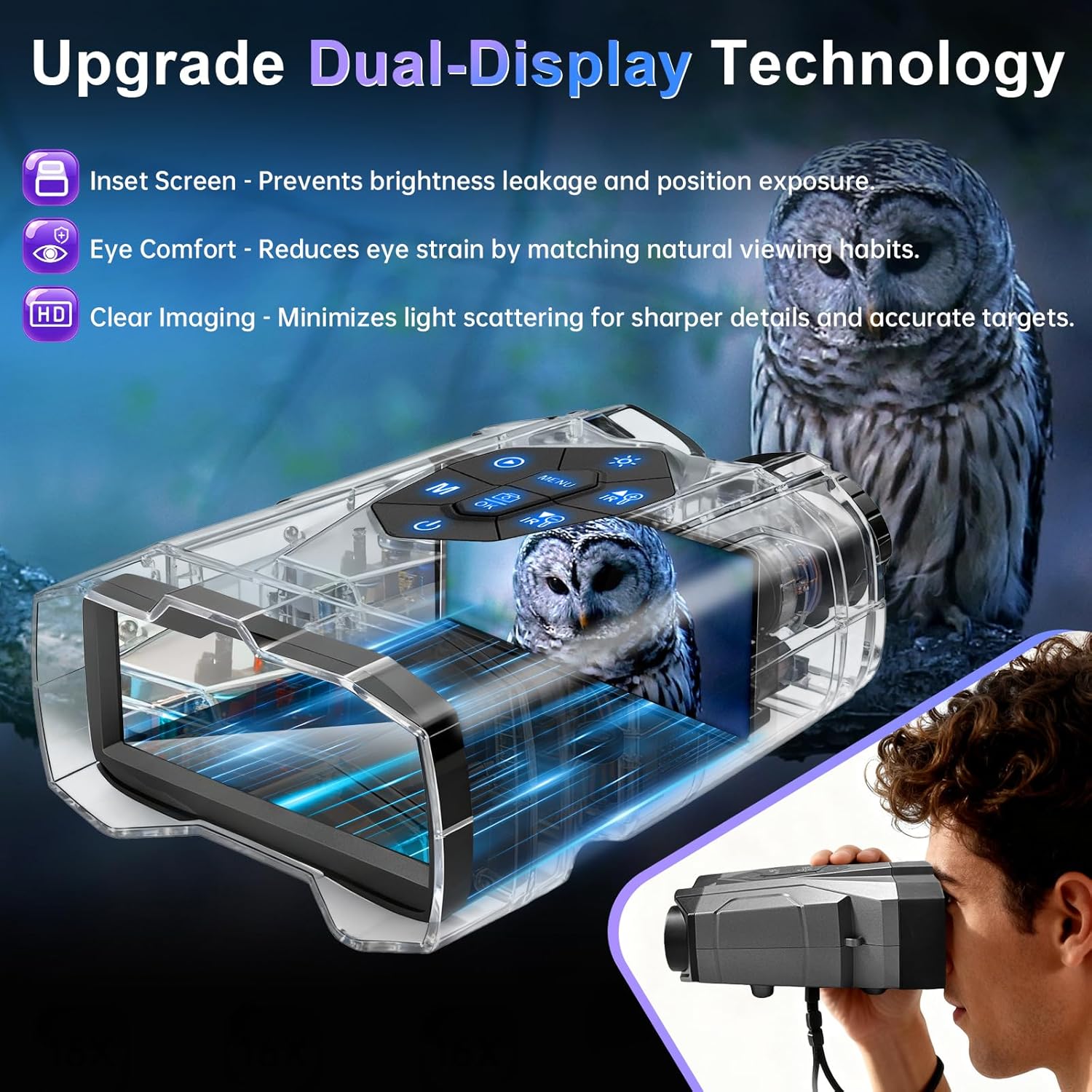 Night Vision Goggles, 4K Night Vision Binoculars for Adults with 5000mAh Battery, Upgraded 16X Zoom 9X Infrared Binoculars with 64GB Card for Photo & Video,Ideal for Camping Wildlife Observation