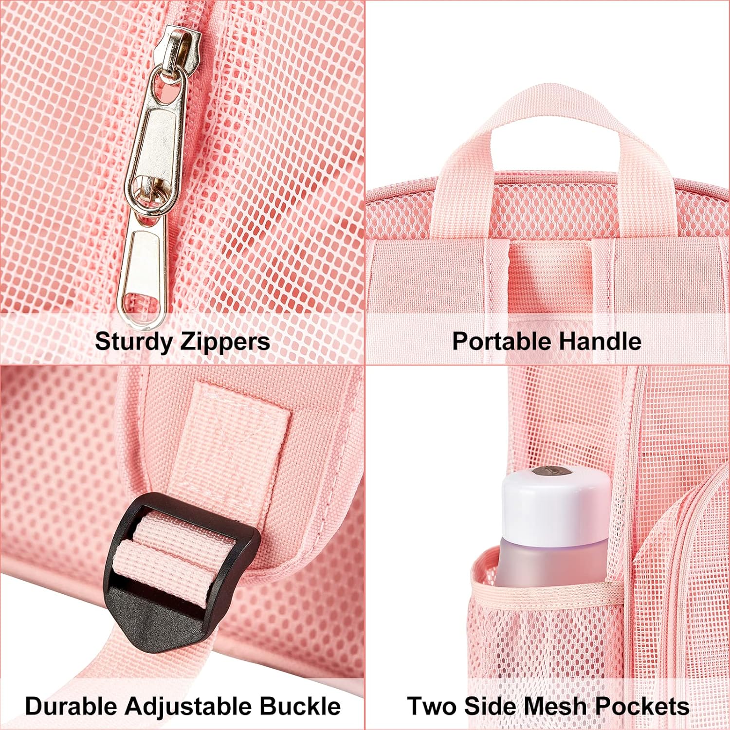 COVAX Mesh Backpack for School, Heavy Duty Mesh Bookbag, Semi-Transparent Back Pack for Beach, Swimming, Sports, Work, Travel (Pink) - Image 6