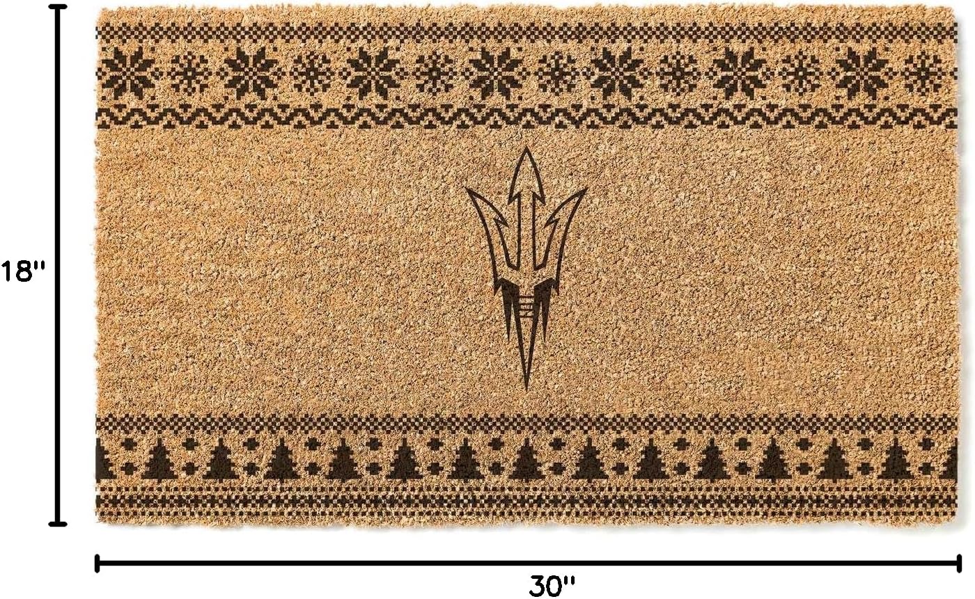 KH Sports Fan Arizona State Sun Devils Holiday Coir Doormat, 18x30 Inches, Sun Devils Outdoor Rug; Display Some Holiday Cheer with This Unique Arizona State Sun Devils Doormat